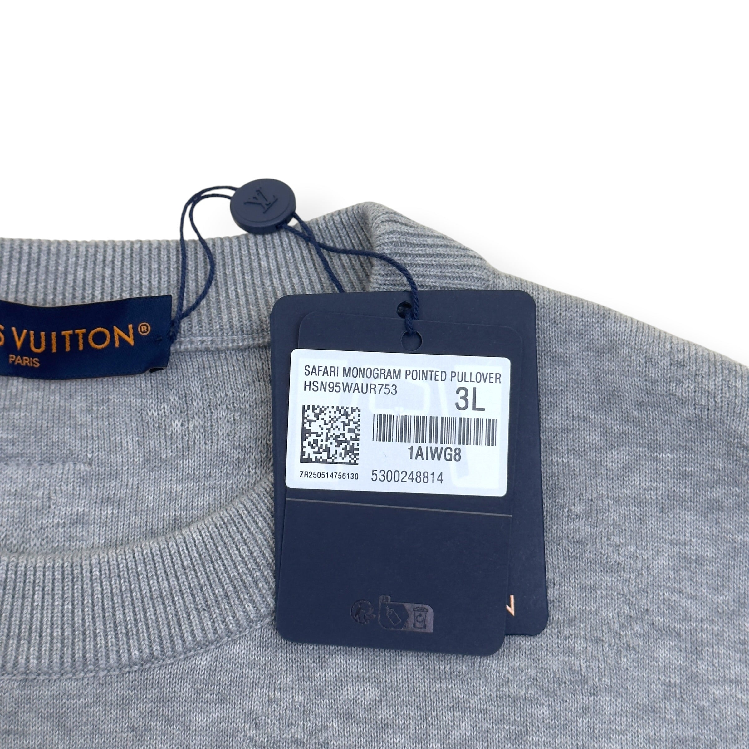 LOUIS VUITTON SAFARI MONOGRAM POINTED PULLOVER GREY XXL