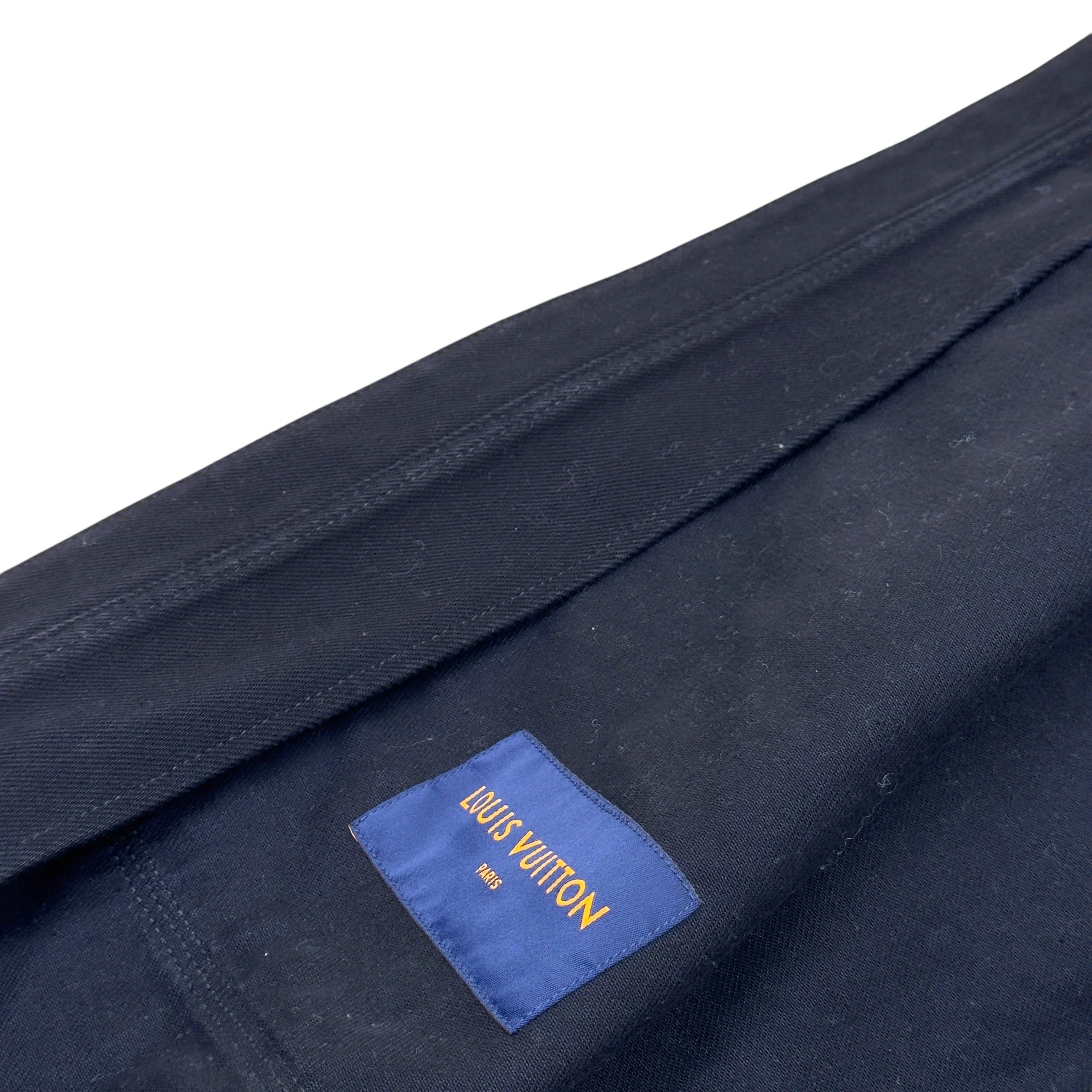 LOUIS VUITTON MONOGRAM DENIM JACQUARD ZIP-UP HOODIE JACKET BLACK 54 / XL