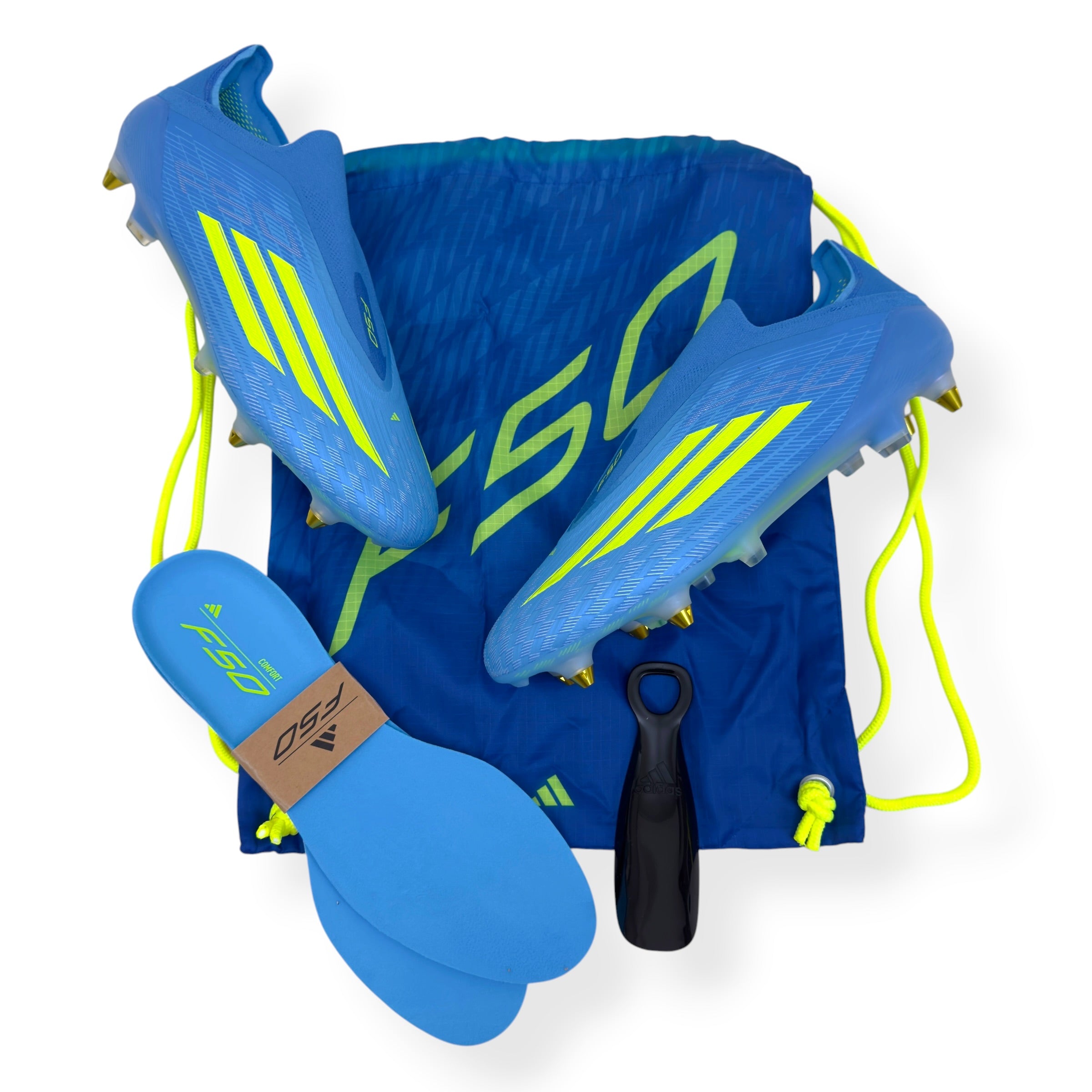 ADIDAS F50 ELITE LL SG FOOTBALL BOOTS BLUE / YELLOW UK10.5