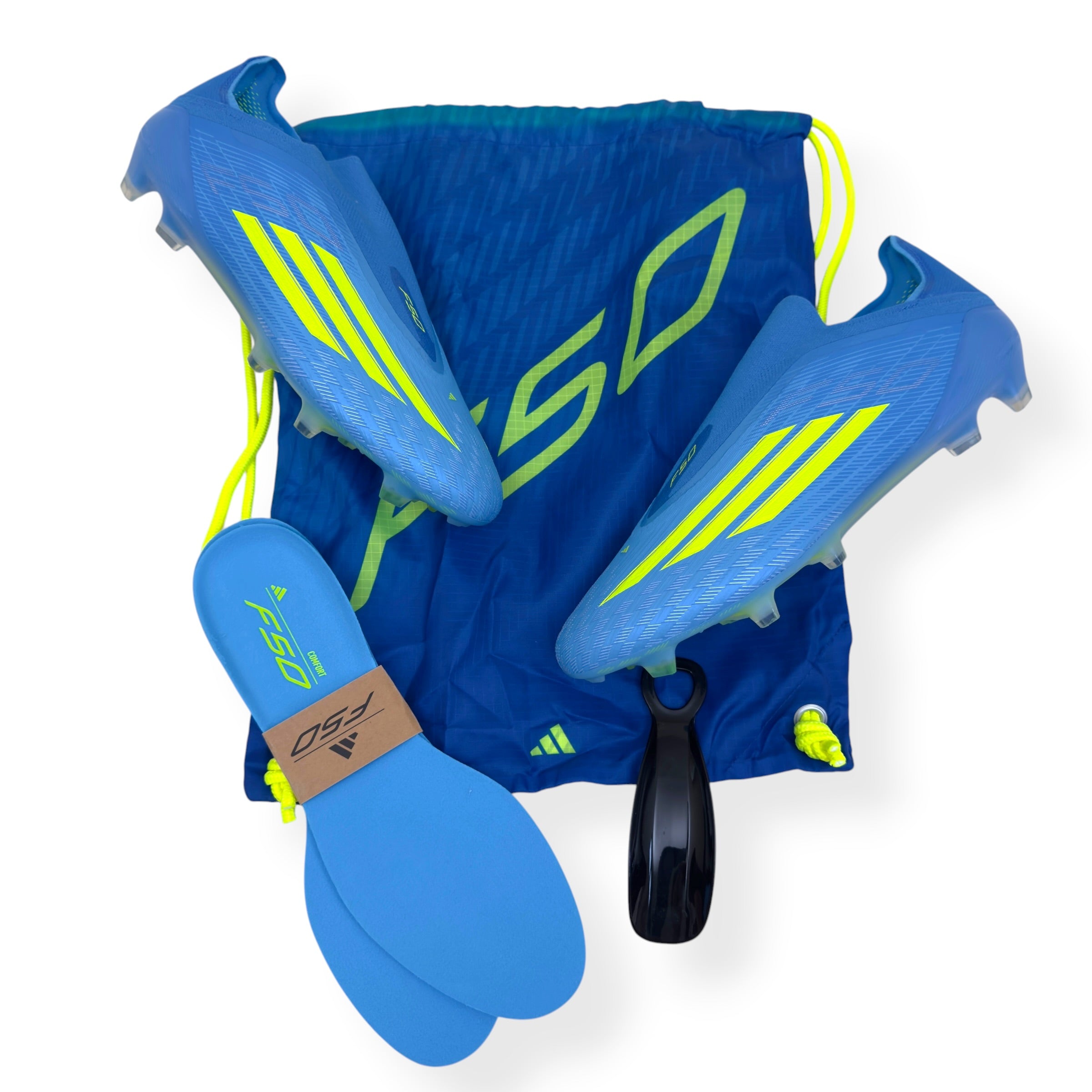 ADIDAS F50 ELITE LL FG FOOTBALL BOOTS BLUE / YELLOW UK10.5