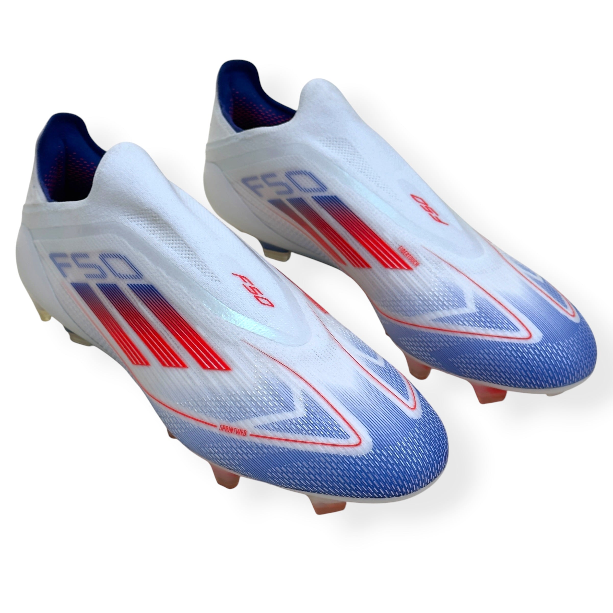 ADIDAS F50 ELITE LL FG FOOTBALL BOOTS WHITE / RED / BLUE UK10.5