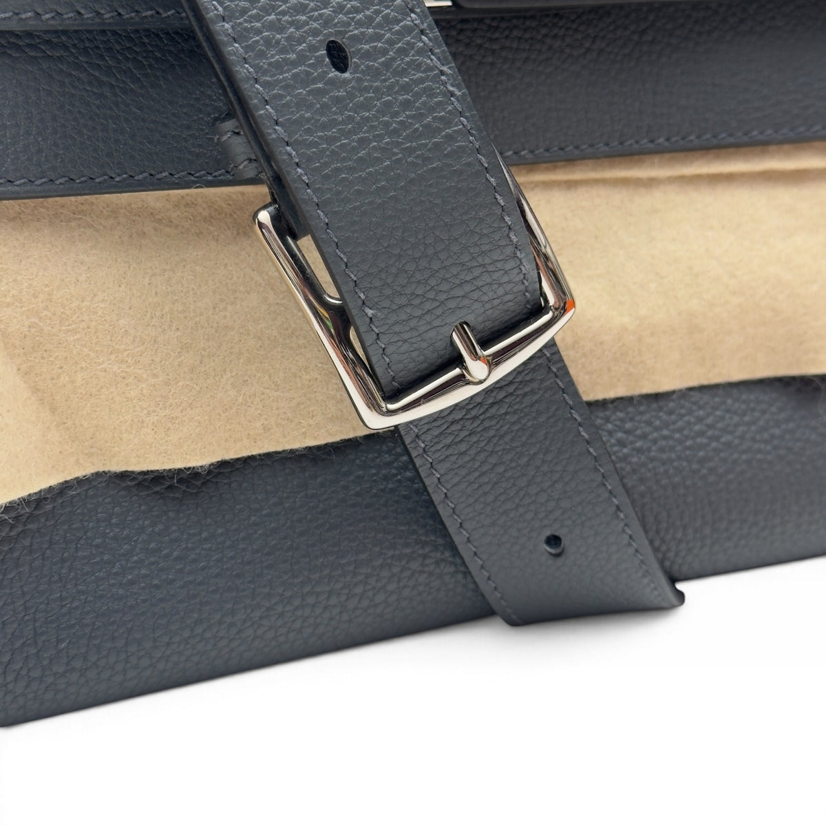 HERMES KELLY MESSENGER TOGO CALFSKIN / PALLADIUM HARDWARE GRIS MISTY PM