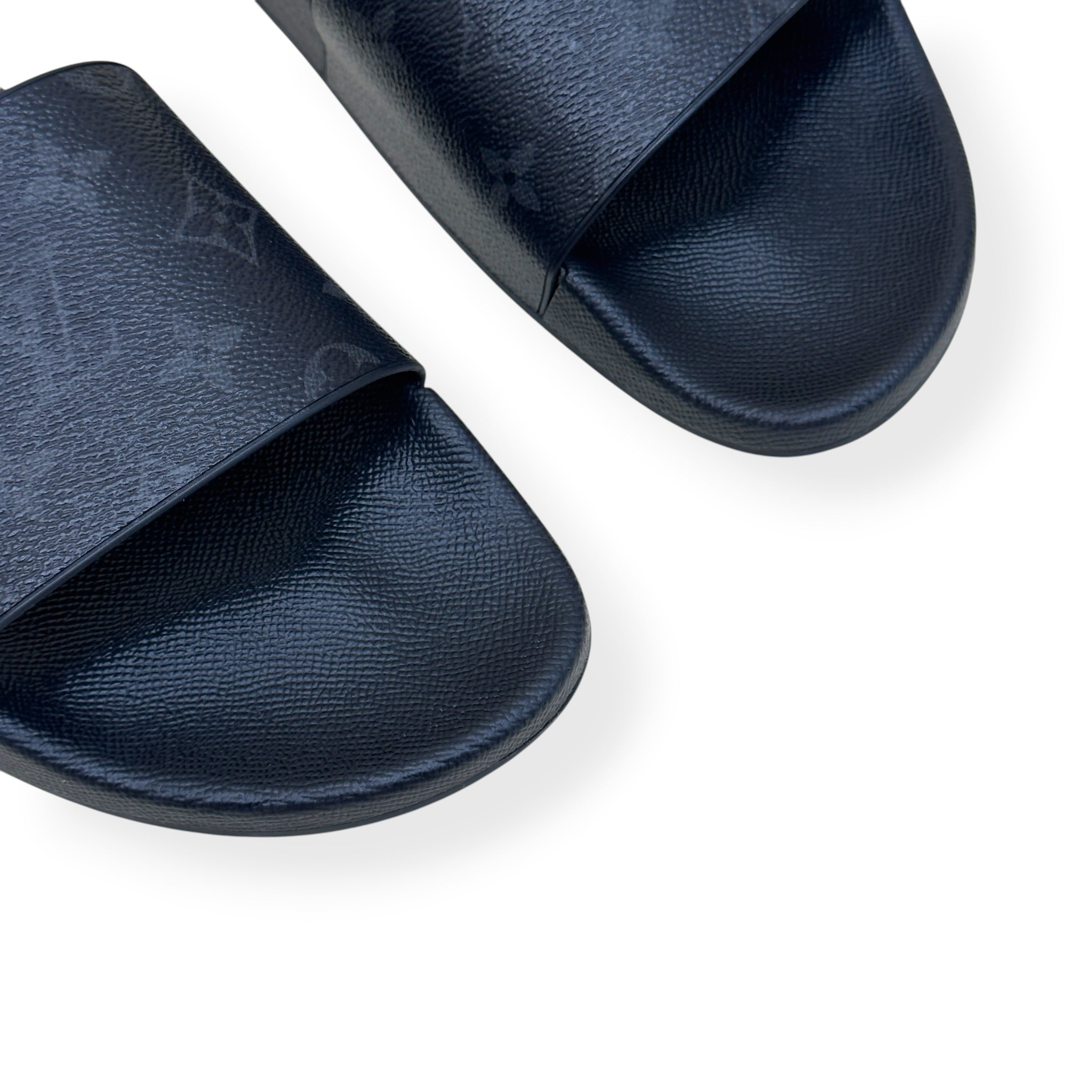 LOUIS VUITTON MONOGRAM ECLIPSE SLIDES BLACK UK10