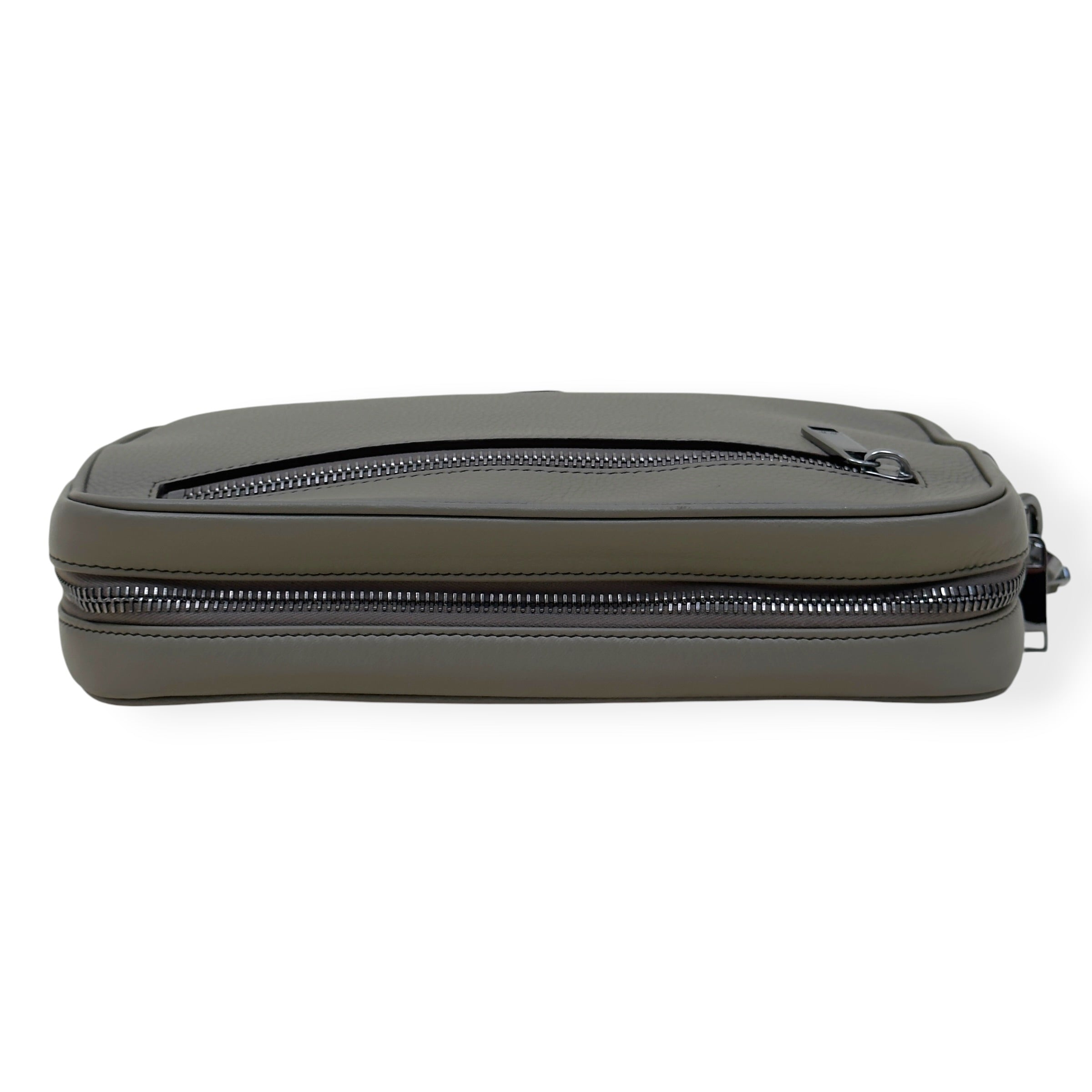 DIOR CD ICON GRAINED LEATHER ZIPPED POUCH TAUPE S