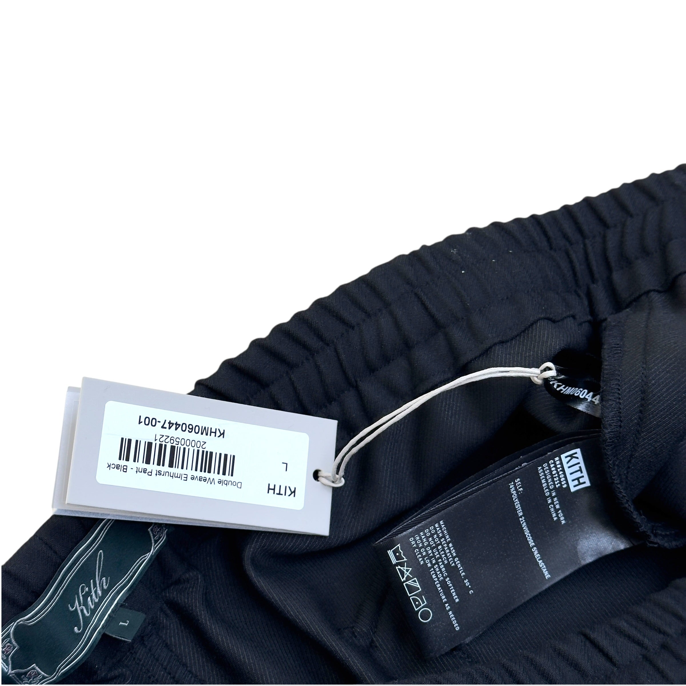 KITH DOUBLE WEAVE ELMHURST TRACK PANTS BLACK L