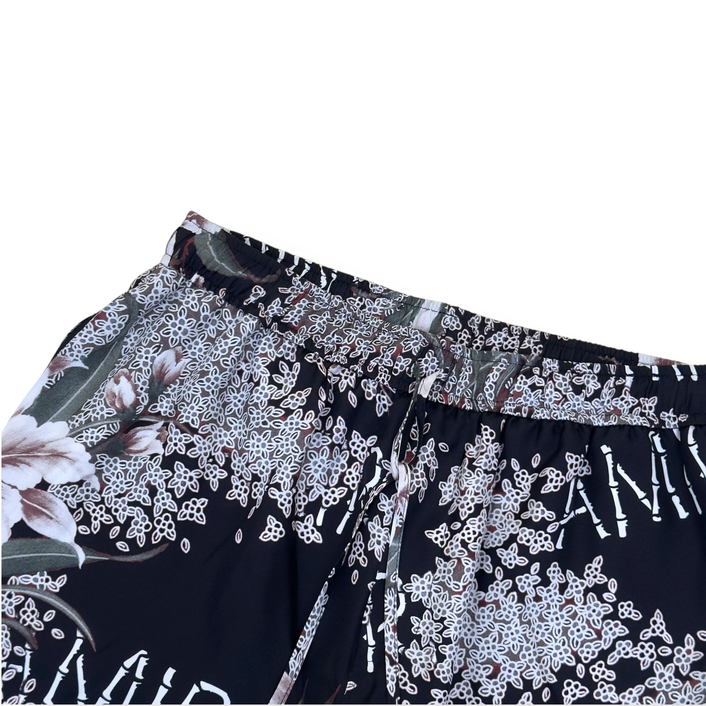 AMIRI HIBISCUS TIKI SILK SHORTS BLACK M