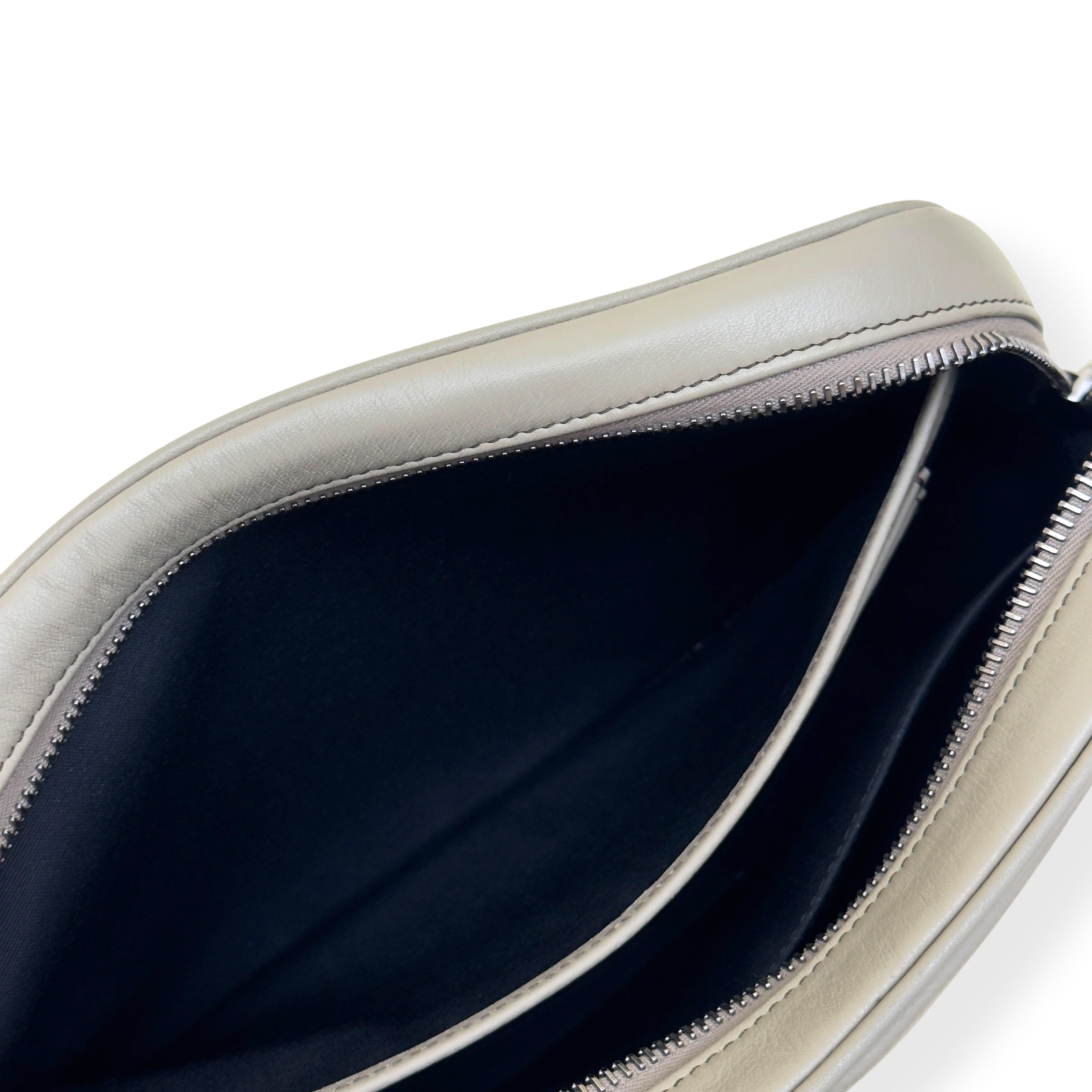 DIOR CD ICON GRAINED LEATHER ZIPPED POUCH TAUPE S