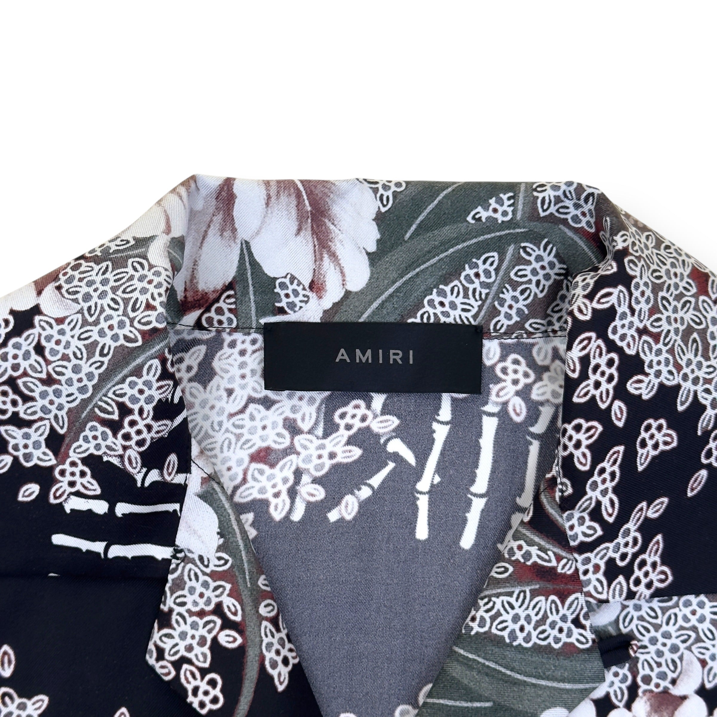 AMIRI HIBISCUS TIKI SILK SHIRT BLACK M