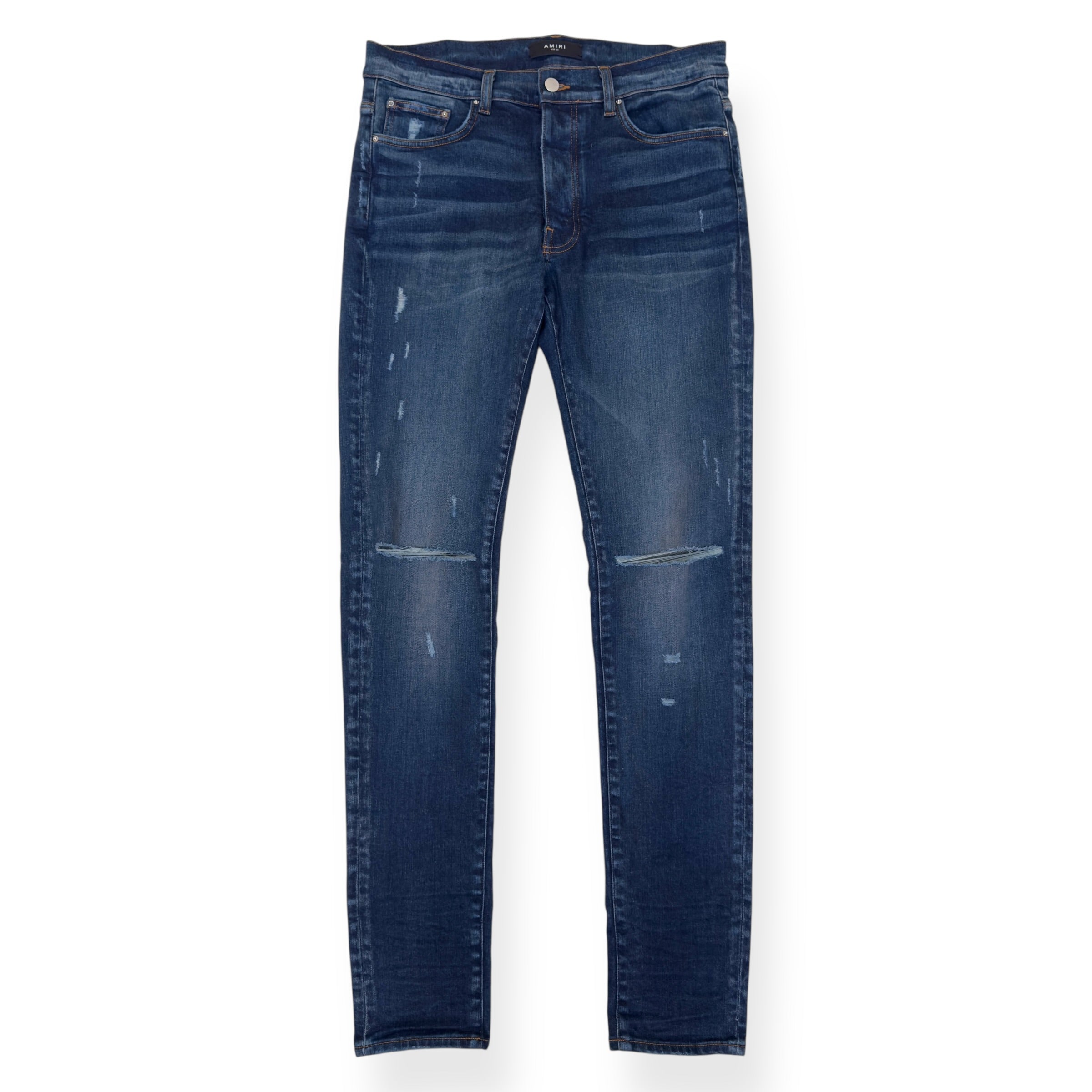 AMIRI DISTRESSED SKINNY DENIM JEANS BLUE W34”