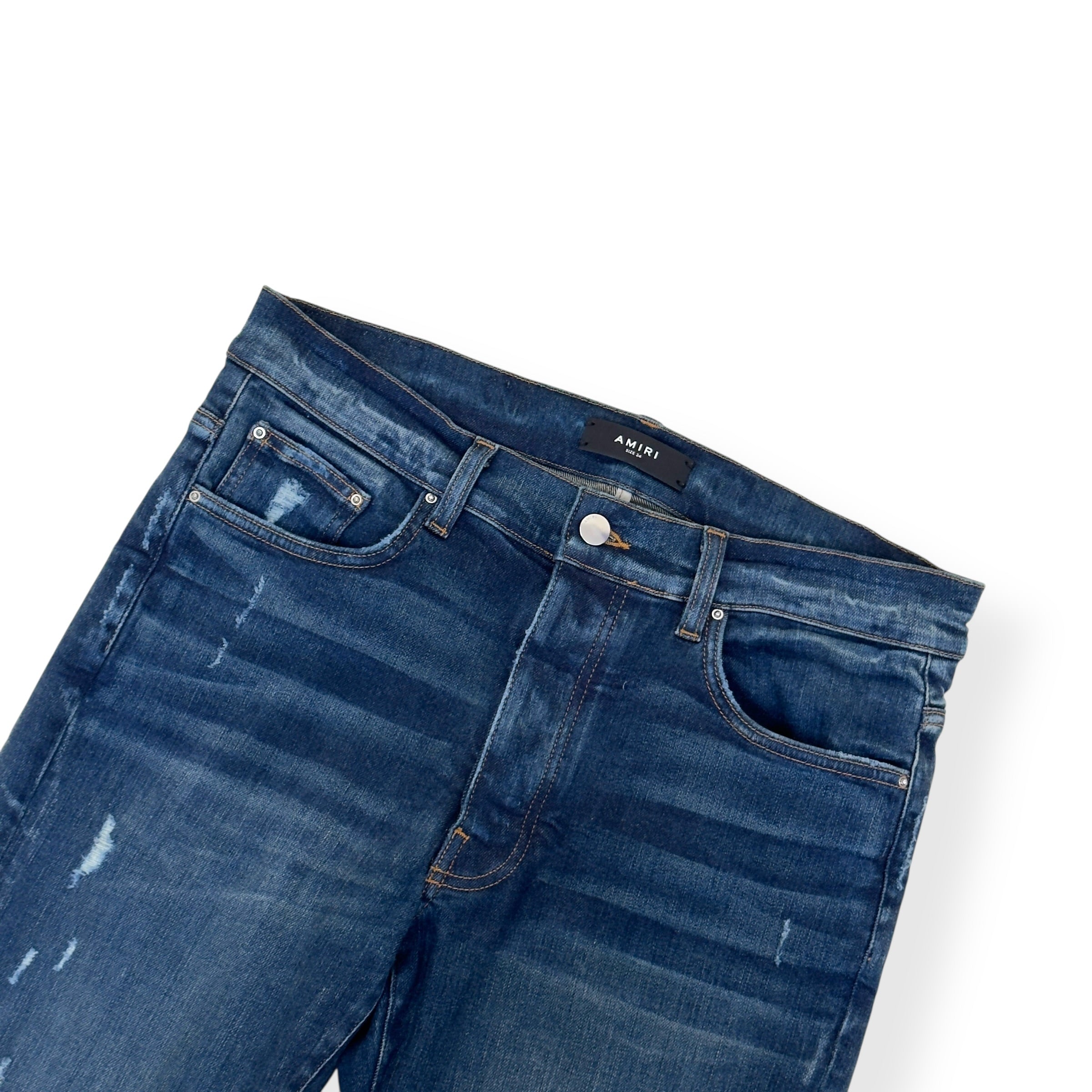AMIRI DISTRESSED SKINNY DENIM JEANS BLUE W34”