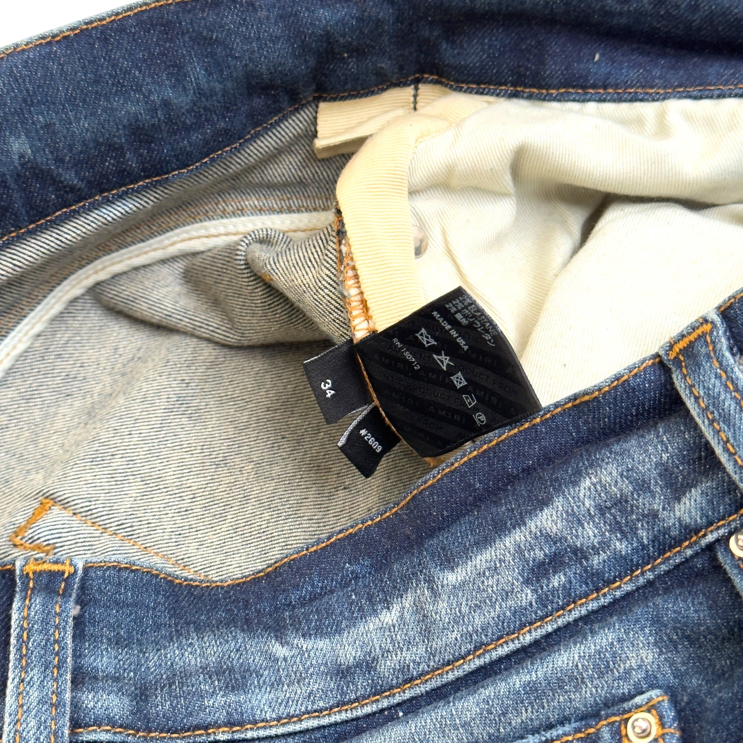 AMIRI DISTRESSED SKINNY DENIM JEANS BLUE W34”