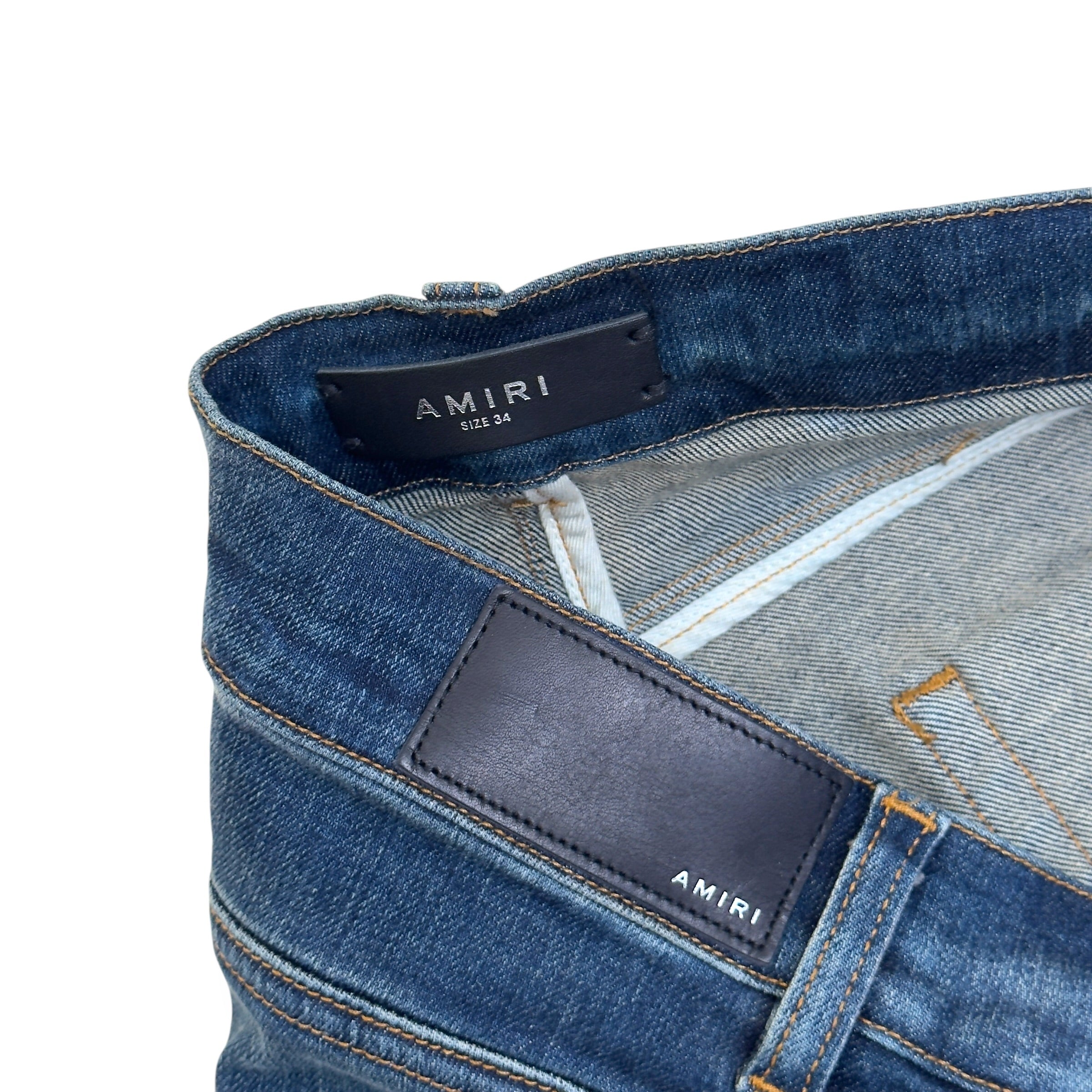 AMIRI DISTRESSED SKINNY DENIM JEANS BLUE W34”