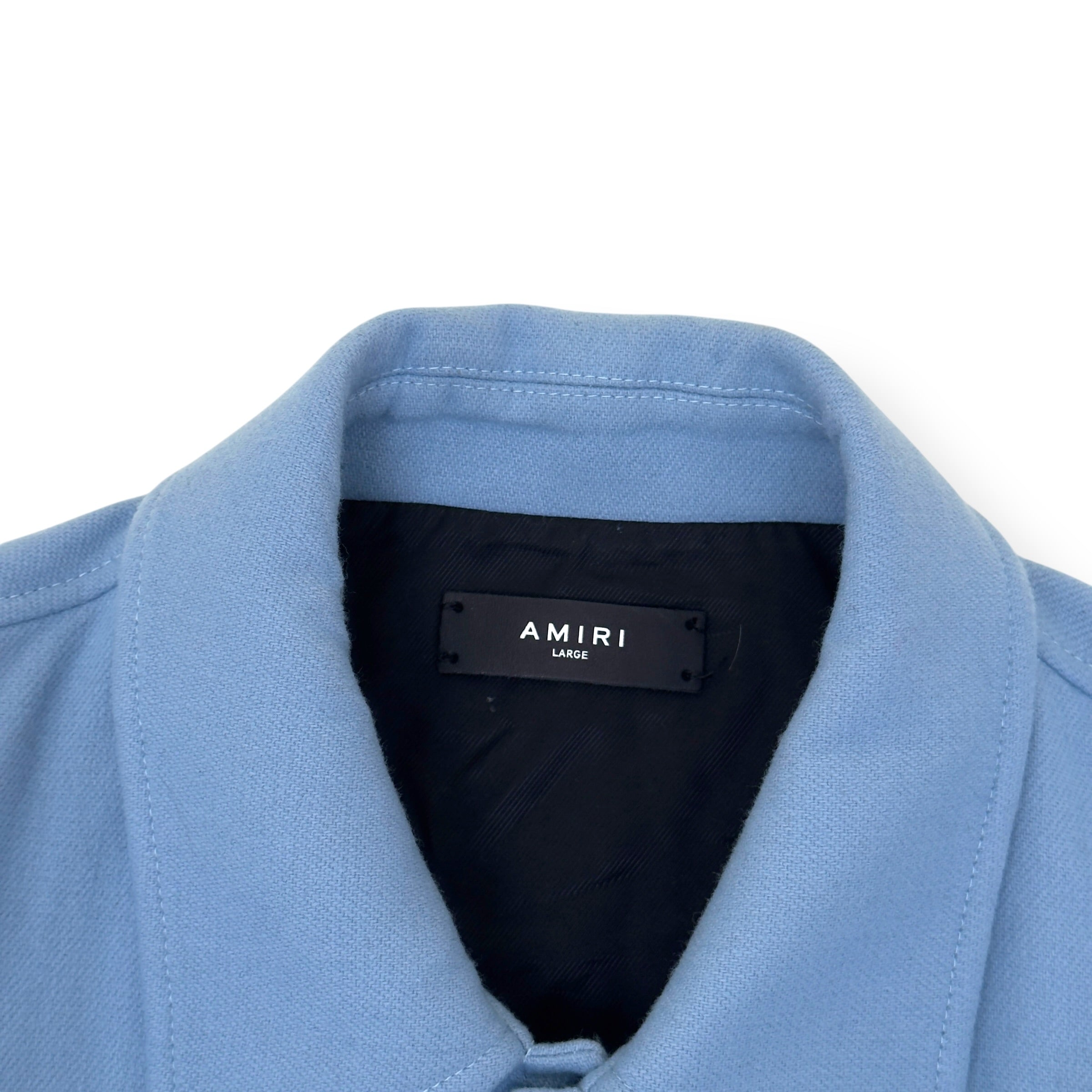 AMIRI BONES WOOL VARSITY BOMBER JACKET BABY BLUE L