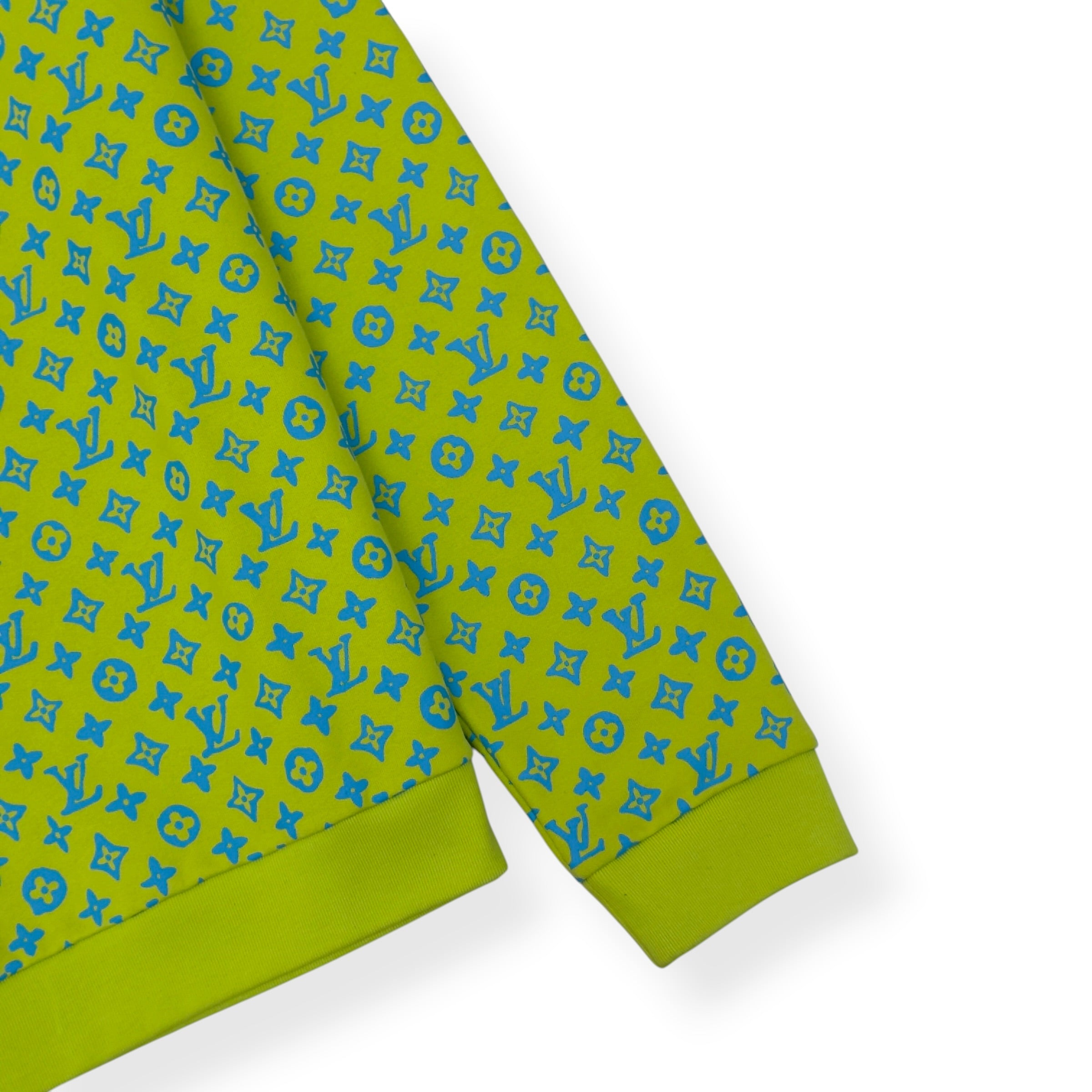 LOUIS VUITTON MONOGRAM CREWNECK SWEATSHIRT LIME GREEN / BLUE XL