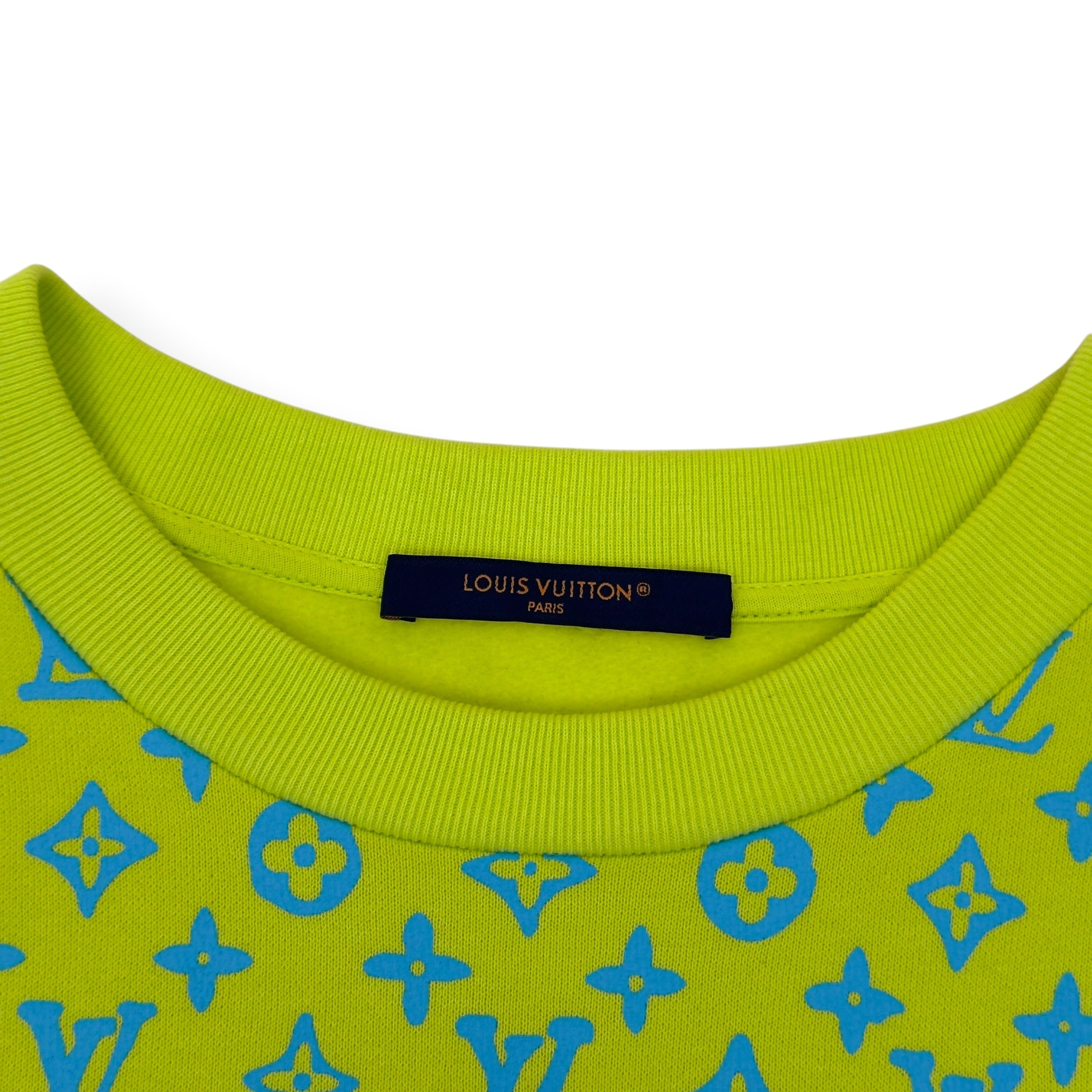 LOUIS VUITTON MONOGRAM CREWNECK SWEATSHIRT LIME GREEN / BLUE XL