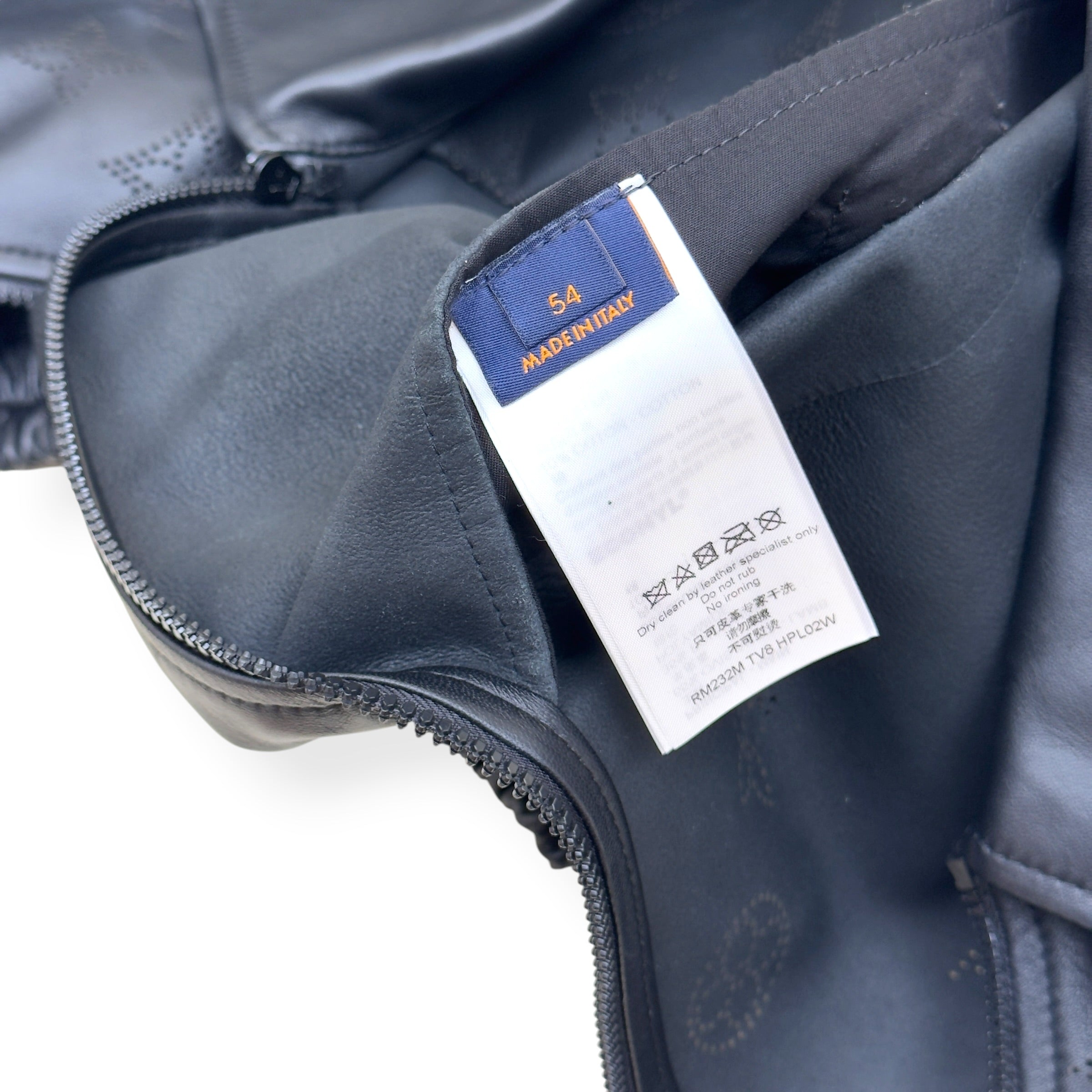 LOUIS VUITTON LEATHER MIX BLOUSON JACKET BLACK 54 / XL