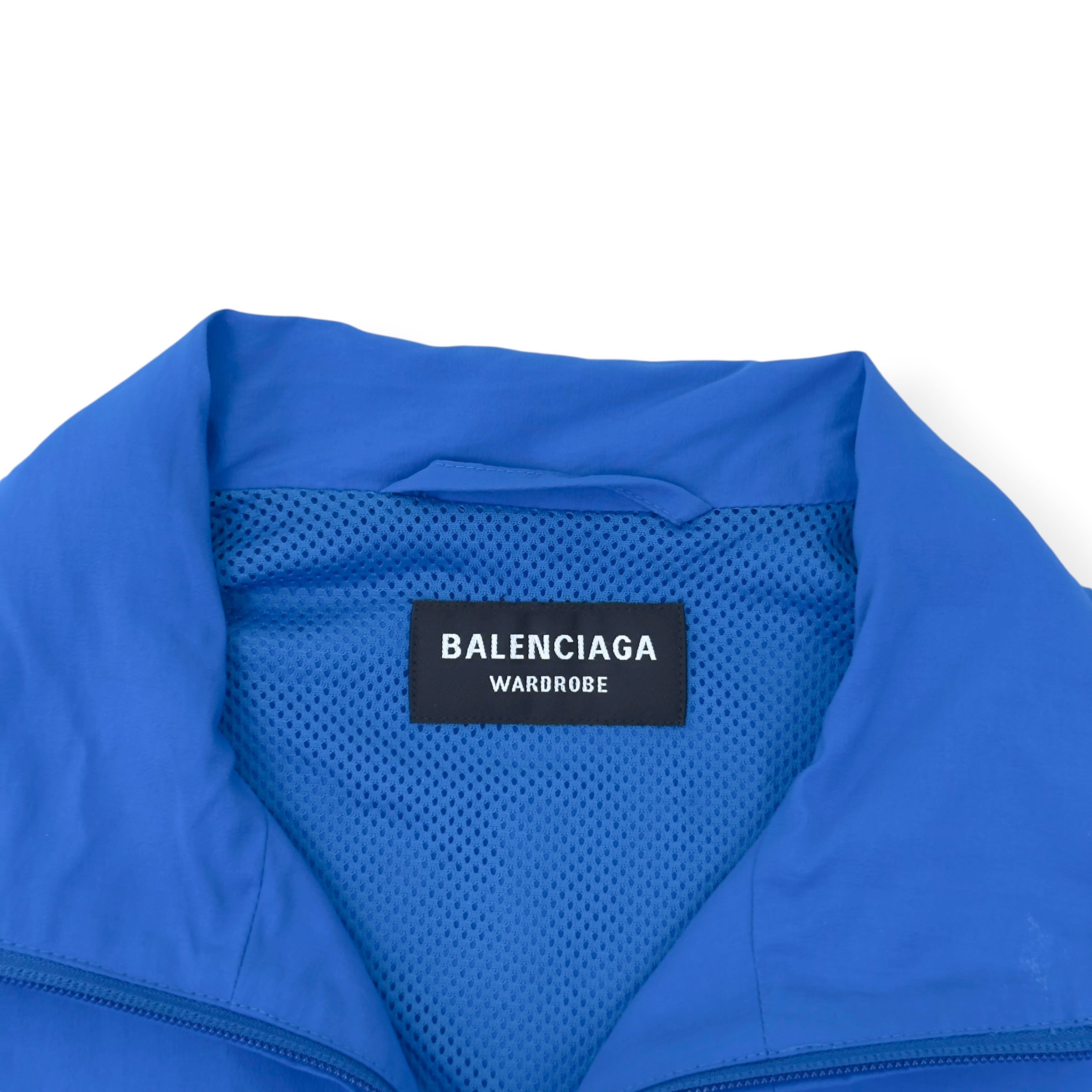 BALENCIAGA WARDROBE OVERSIZED B LOGO ZIP WINDBREAKER JACKET BLUE 46 / S