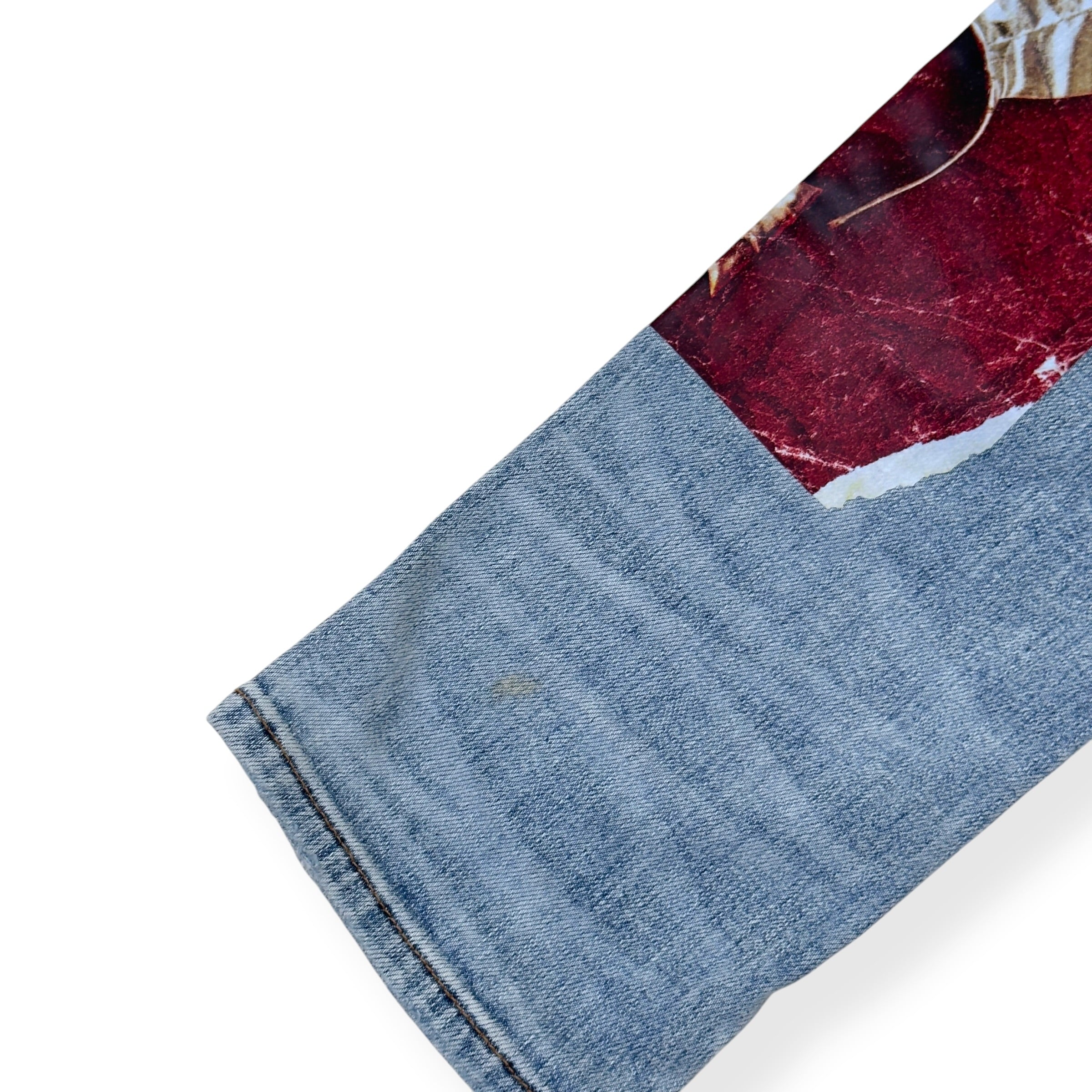 AMIRI X PLAYBOY MAGAZINE DISTRESSED SKINNY DENIM JEANS BLUE W33 / M