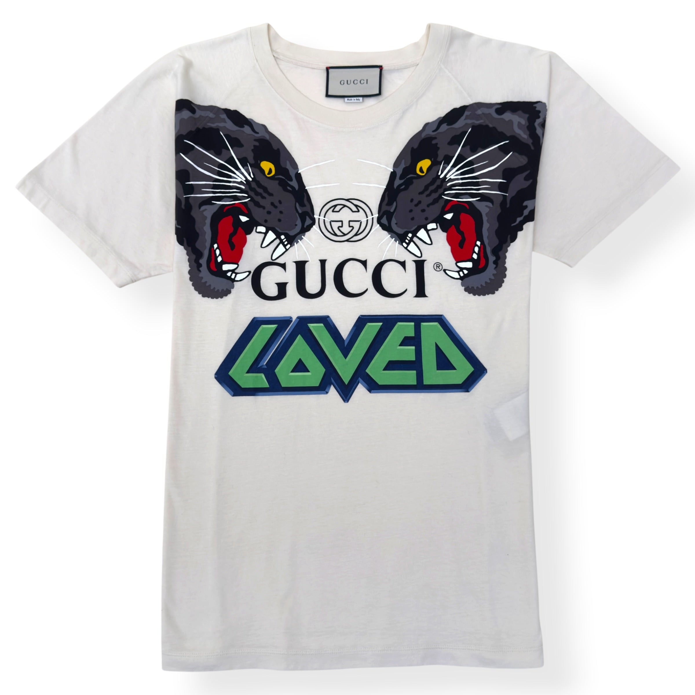 GUCCI OVERSIZED LOVED PANTHER GRAPHIC T-SHIRT ECRU M