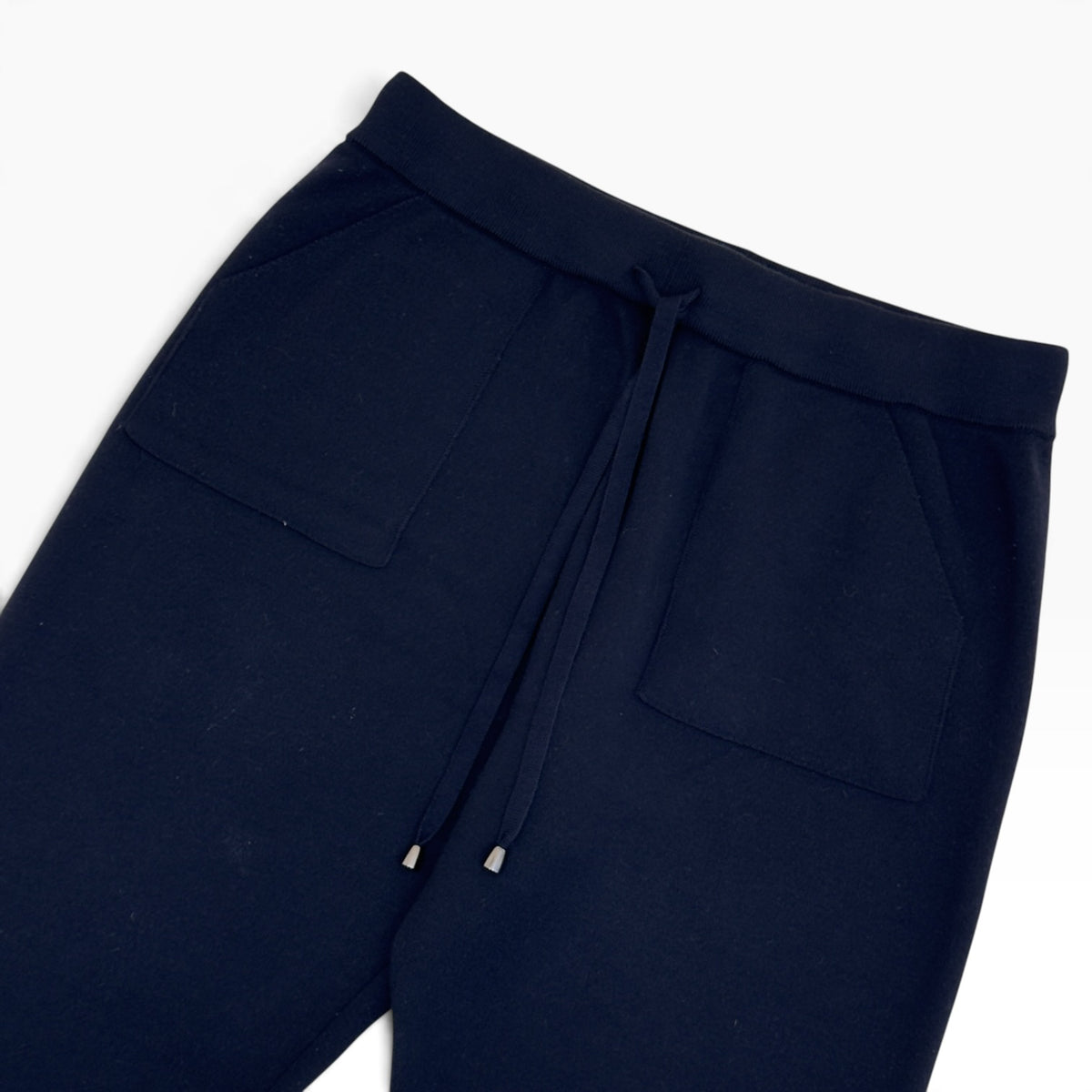 THOM SWEENEY MERINO WOOL KNIT DRAWSTRING TROUSERS NAVY M