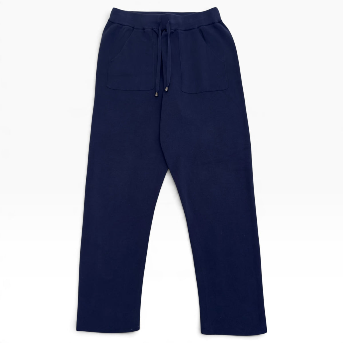 THOM SWEENEY COTTON KNIT DRAWSTRING TROUSERS NAVY M