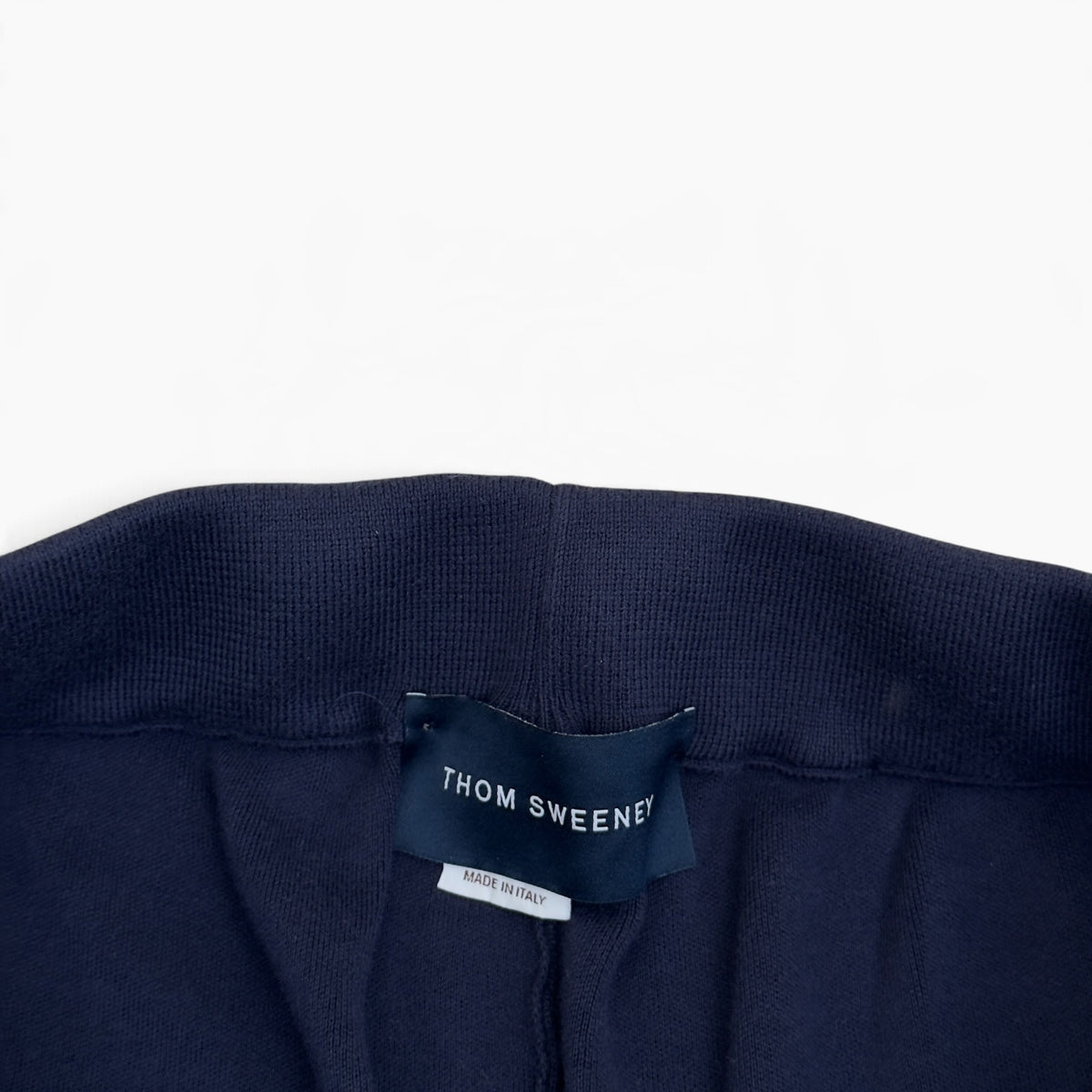THOM SWEENEY COTTON KNIT DRAWSTRING TROUSERS NAVY M