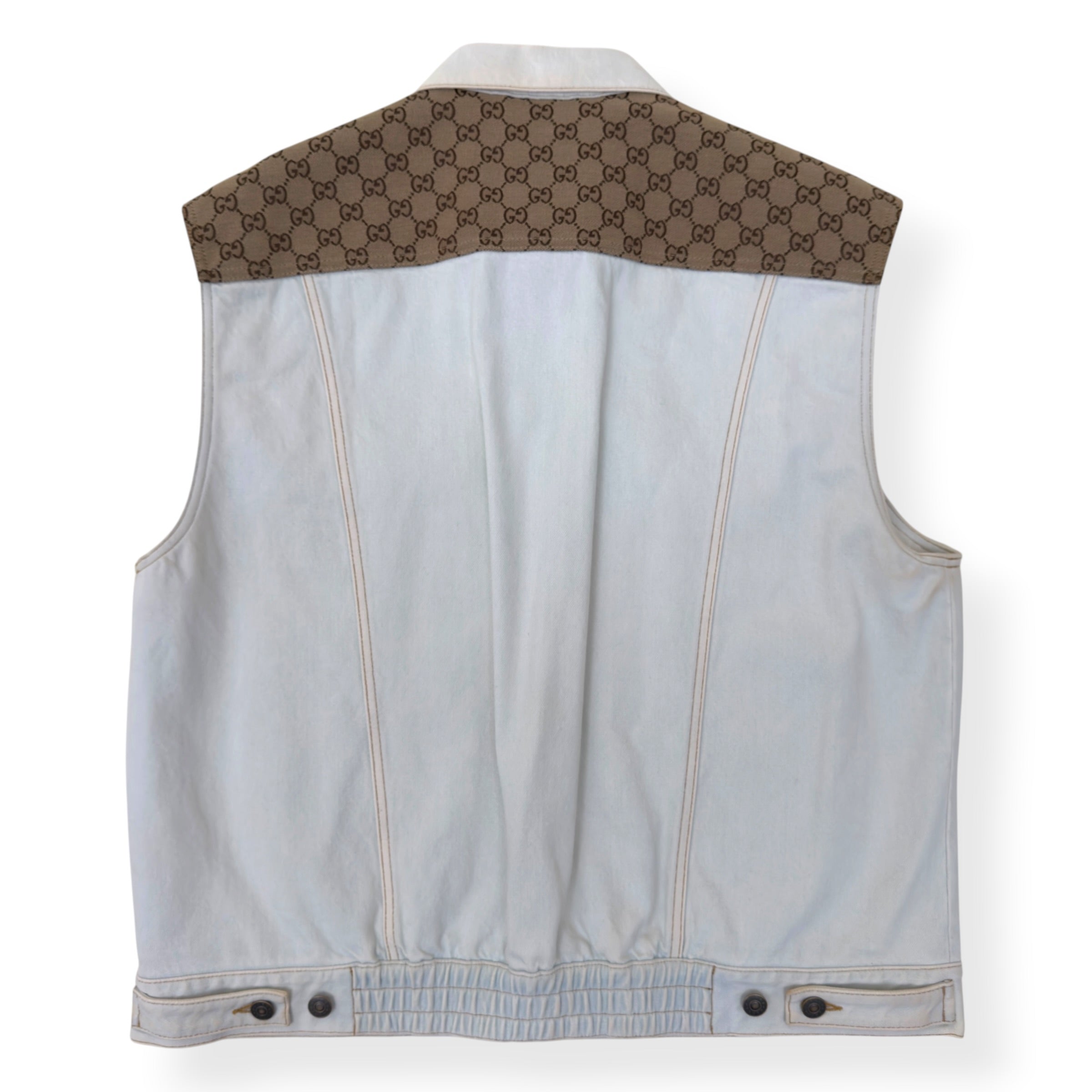 GUCCI GG CANVAS DENIM VEST JACKET WHITE / BEIGE 48 / M