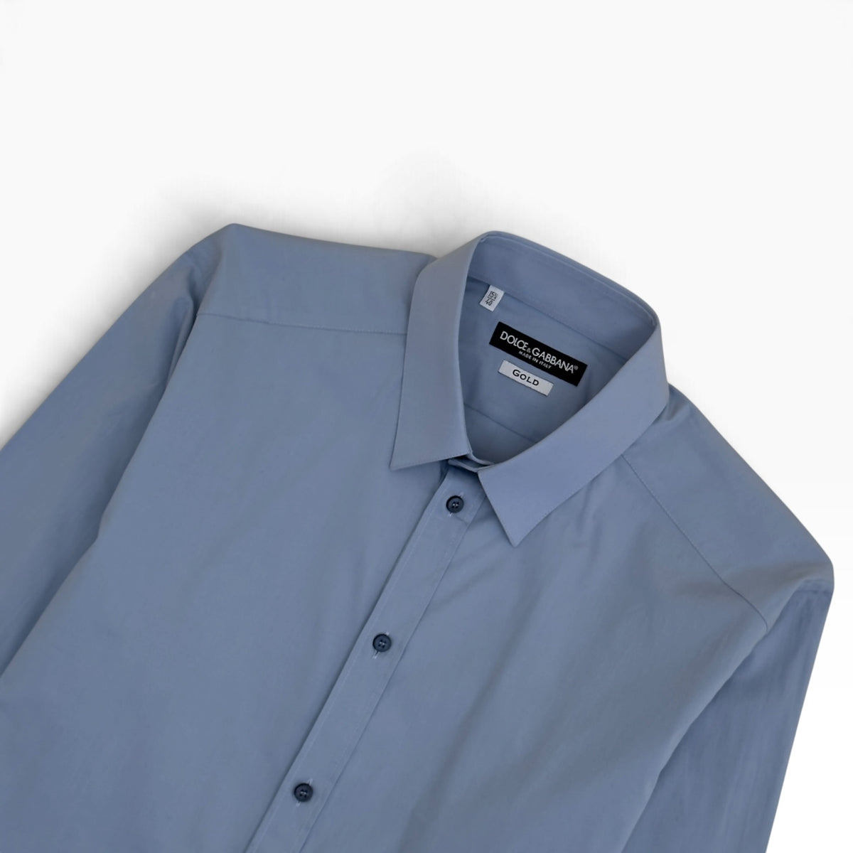 DOLCE & GABBANA GOLD SHIRT LIGHT BLUE 15.75” / 40 / M