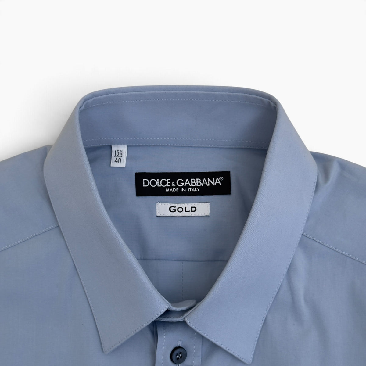 DOLCE & GABBANA GOLD SHIRT LIGHT BLUE 15.75” / 40 / M