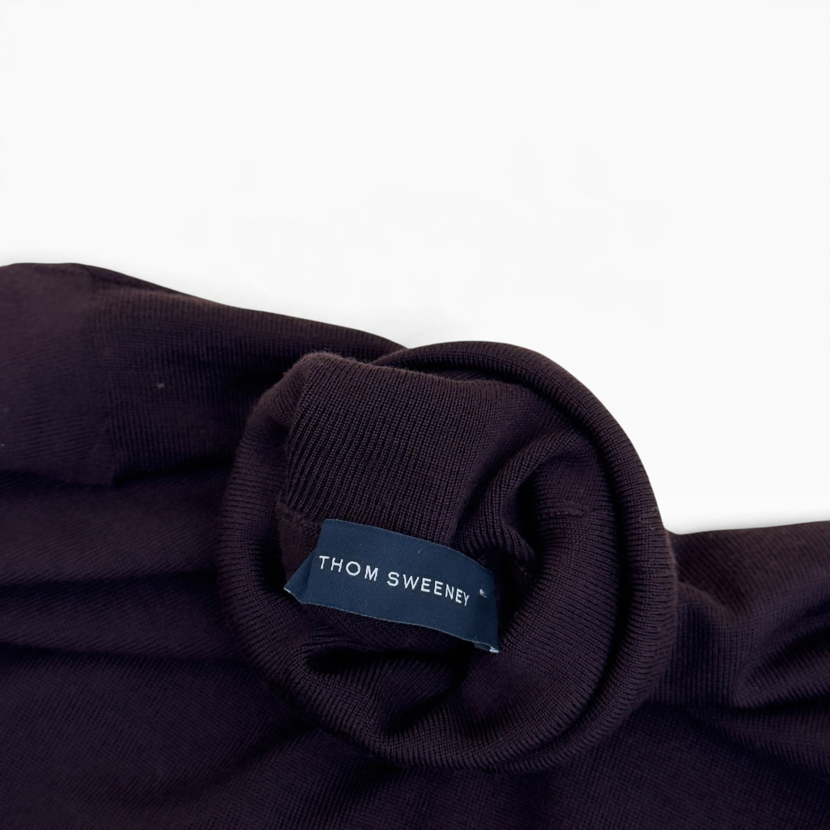 THOM SWEENEY MERINO WOOL ROLL NECK JUMPER BURGUNDY L