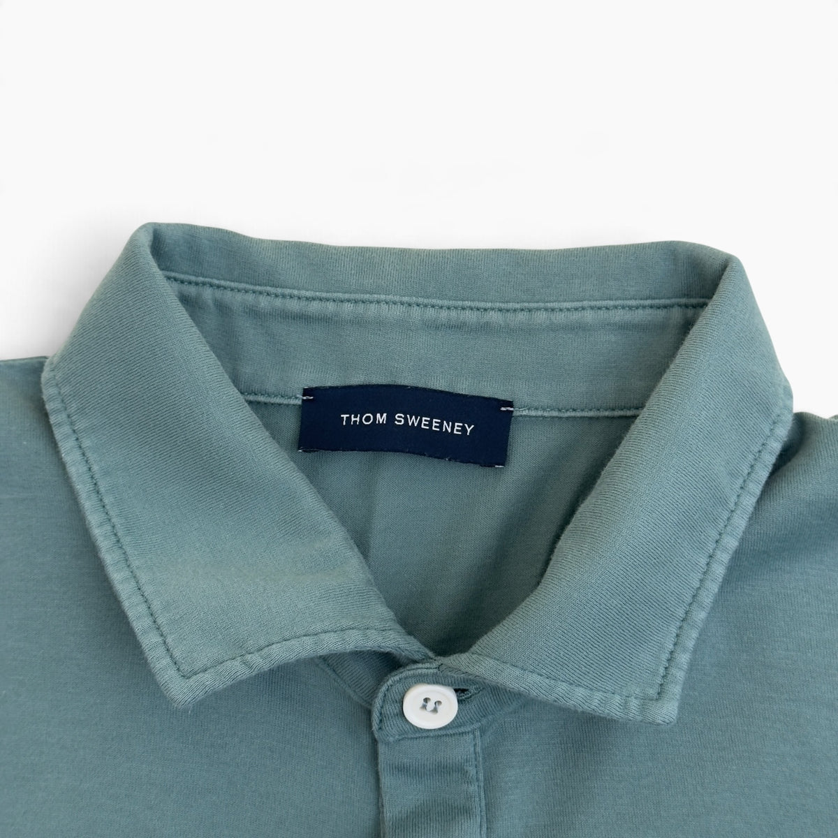 THOM SWEENEY LONG SLEEVE POLO SHIRT SAGE GREEN L