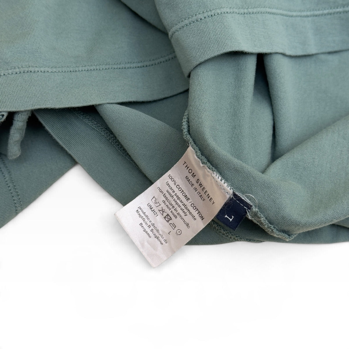 THOM SWEENEY LONG SLEEVE POLO SHIRT SAGE GREEN L