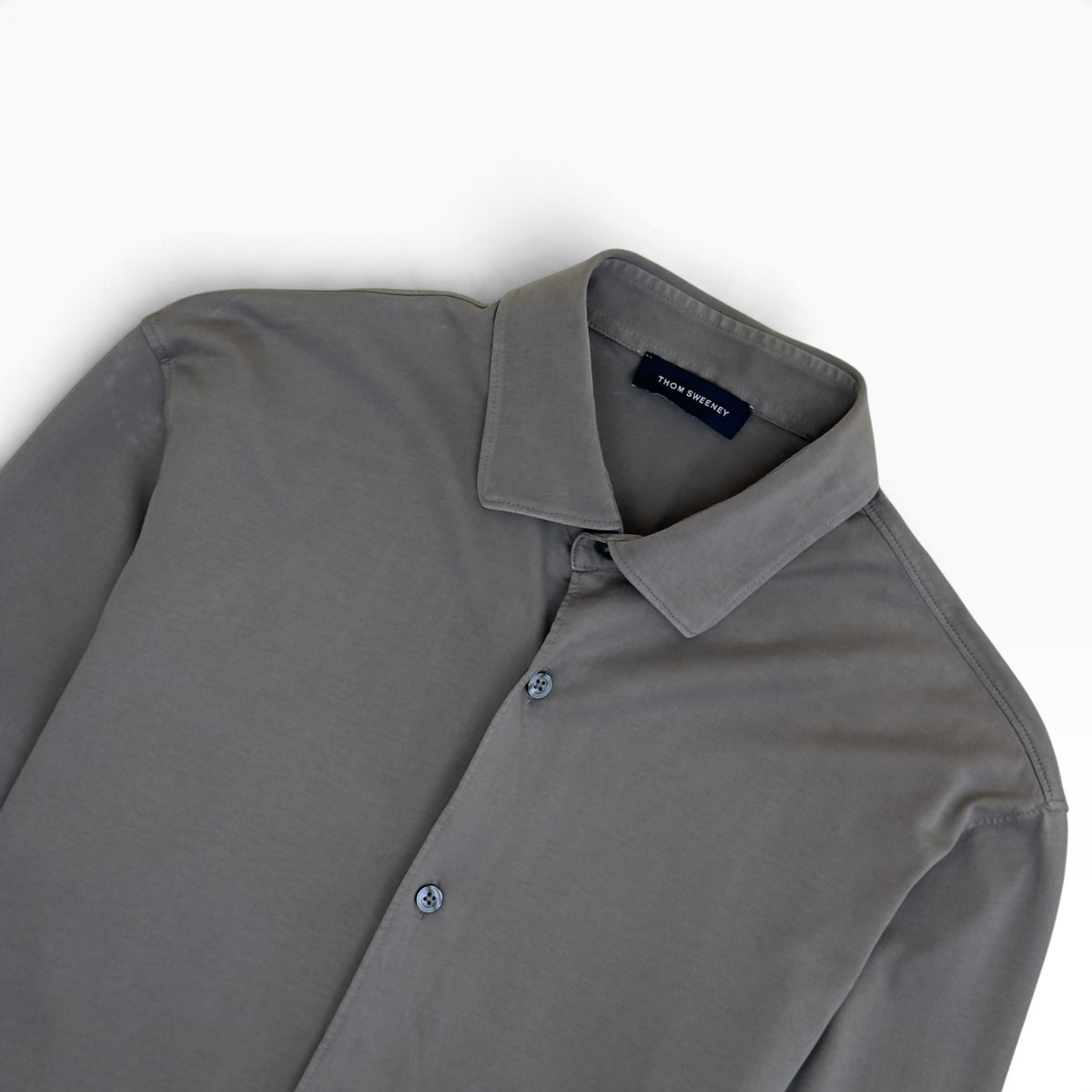 THOM SWEENEY COTTON JERSEY SHIRT TAUPE M