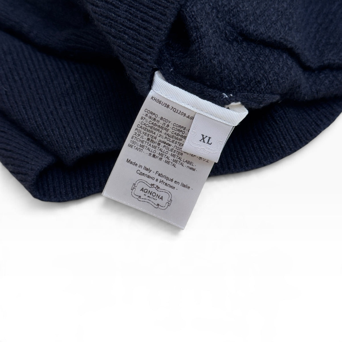 AGNONA CASHMERE ZIP-UP BOMBER CARDIGAN NAVY XL