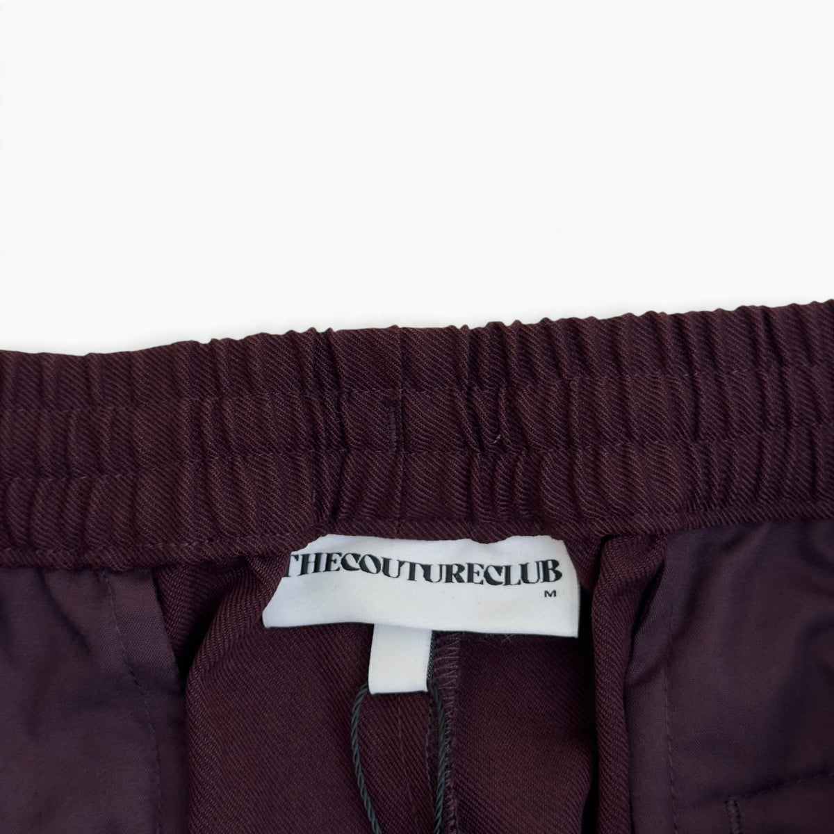 THE COUTURE CLUB PLEATED WIDE LEG CARGO TROUSERS BURGUNDY M
