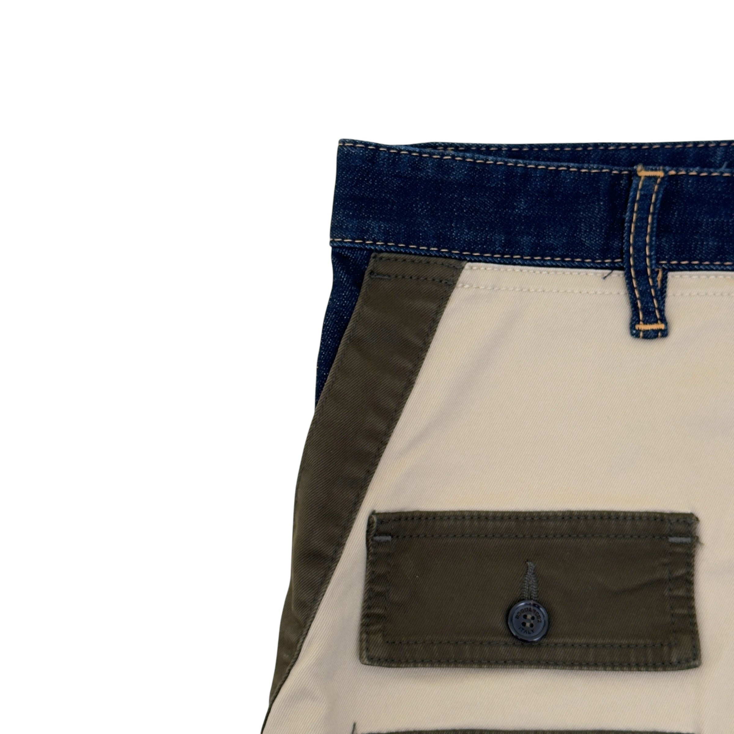DSQUARED2 CROPPED CAMO MULTI POCKET COMBAT DENIM JEANS BLUE 50 / L