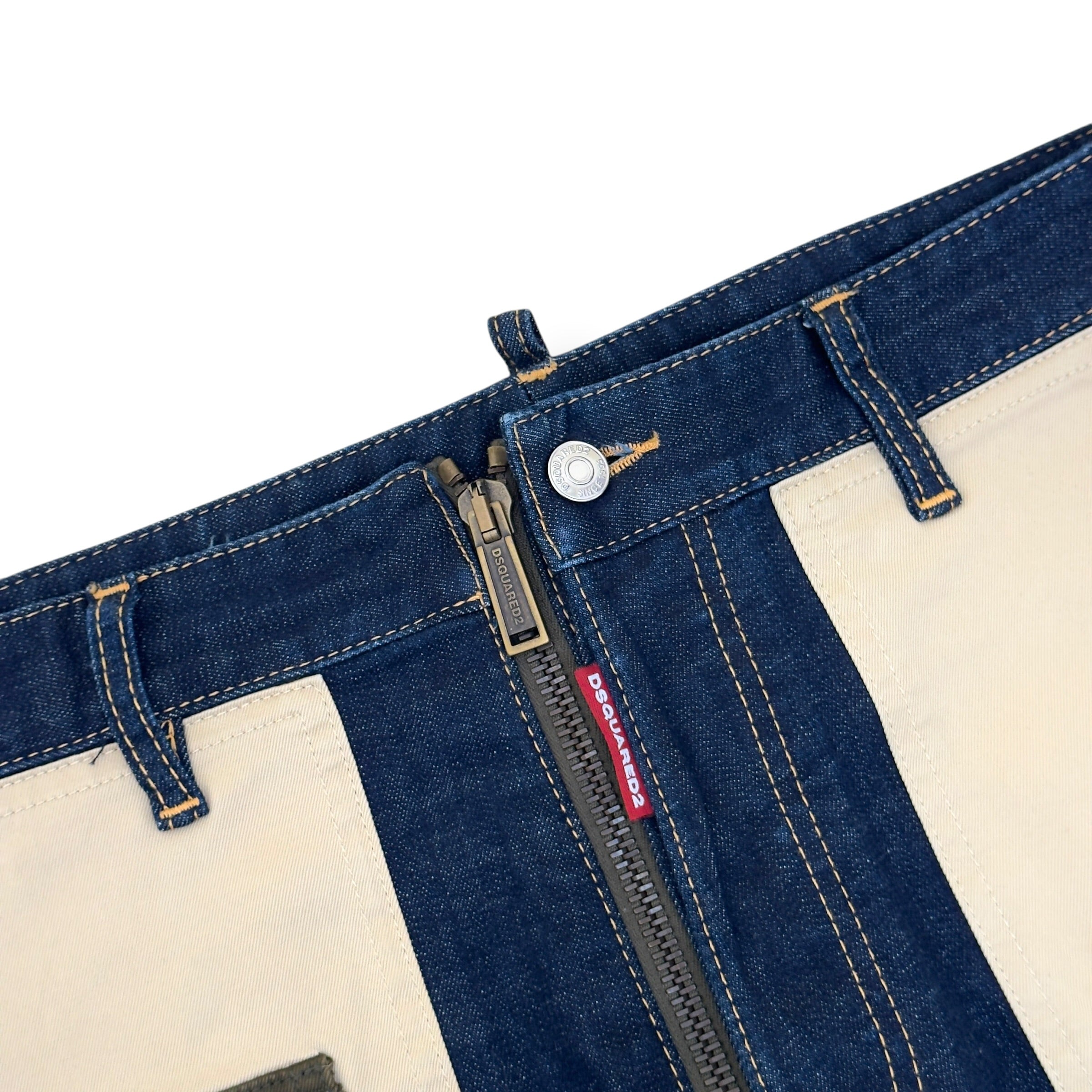 DSQUARED2 CROPPED CAMO MULTI POCKET COMBAT DENIM JEANS BLUE 50 / L