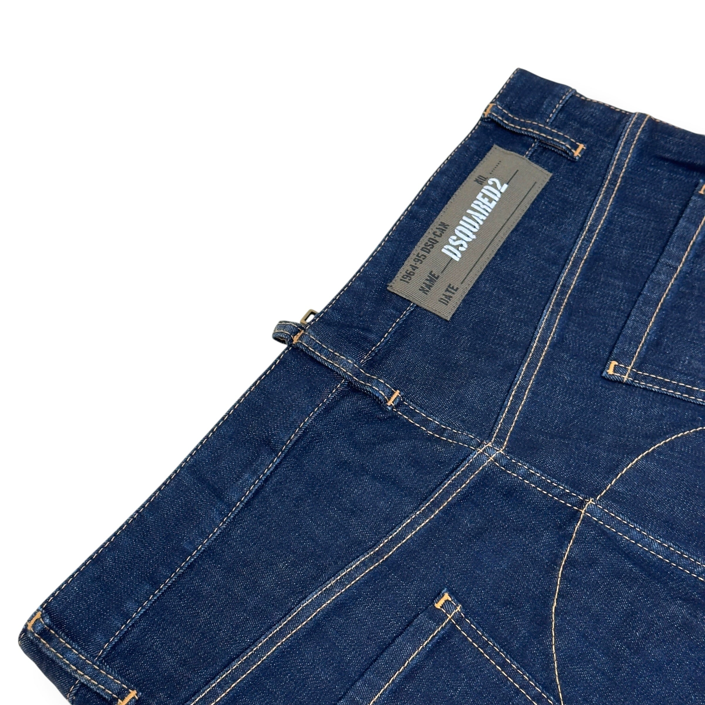 DSQUARED2 CROPPED CAMO MULTI POCKET COMBAT DENIM JEANS BLUE 50 / L