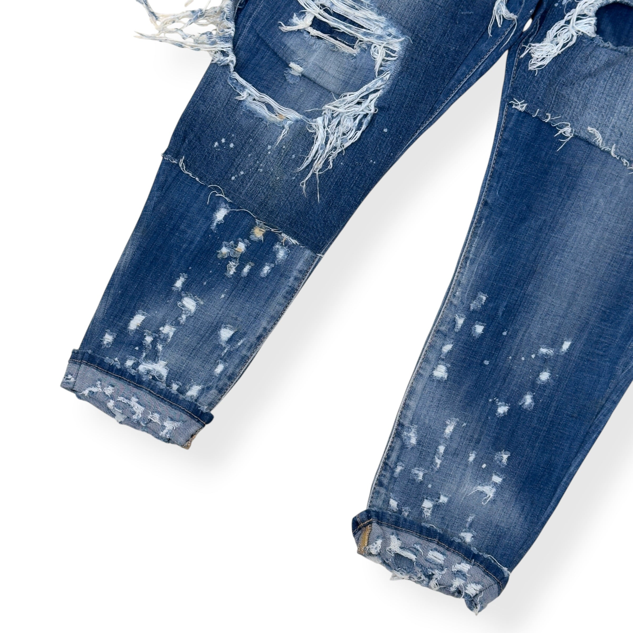 DSQUARED2 CROPPED DISTRESSED DENIM JEANS BLUE 50 / L