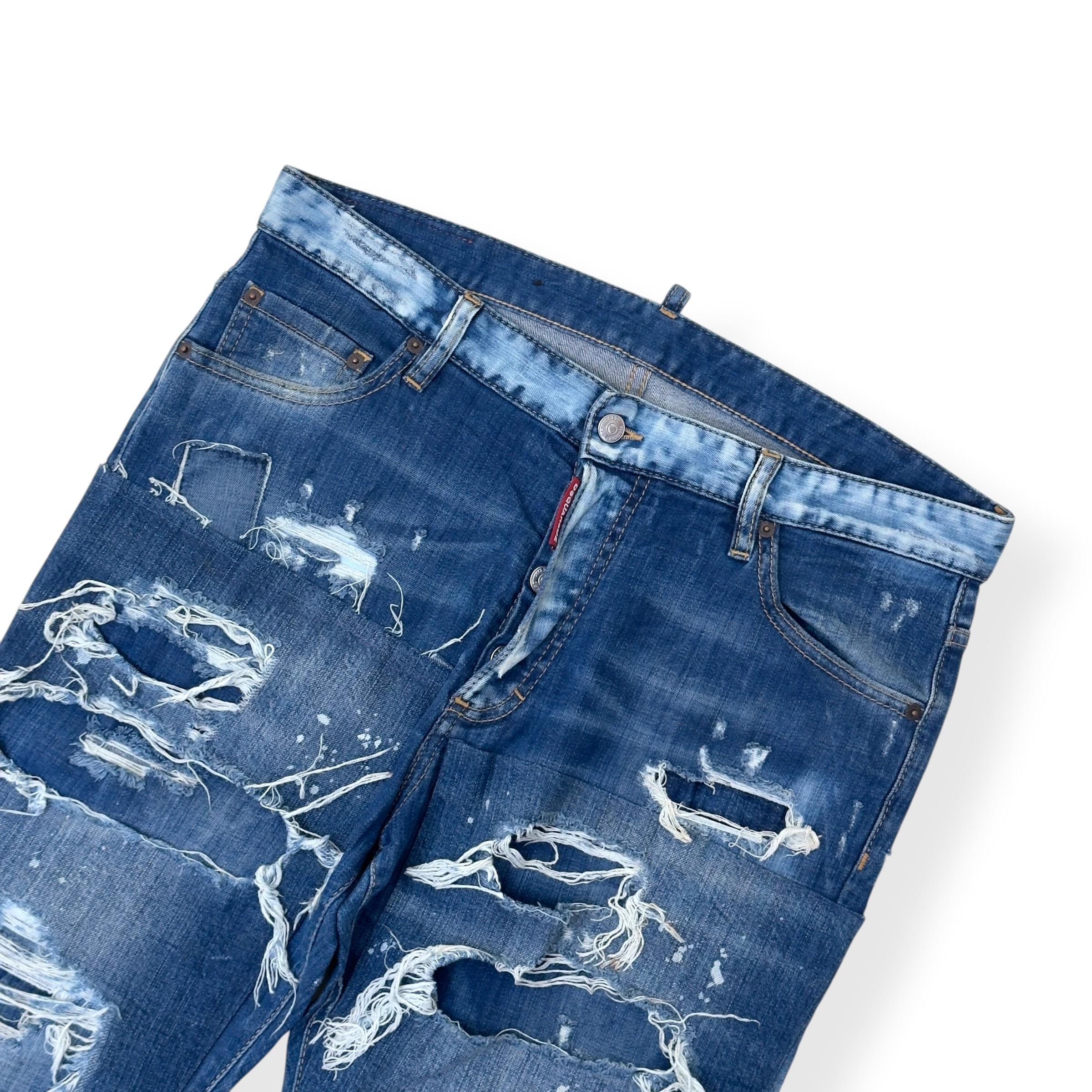 DSQUARED2 CROPPED DISTRESSED DENIM JEANS BLUE 50 / L