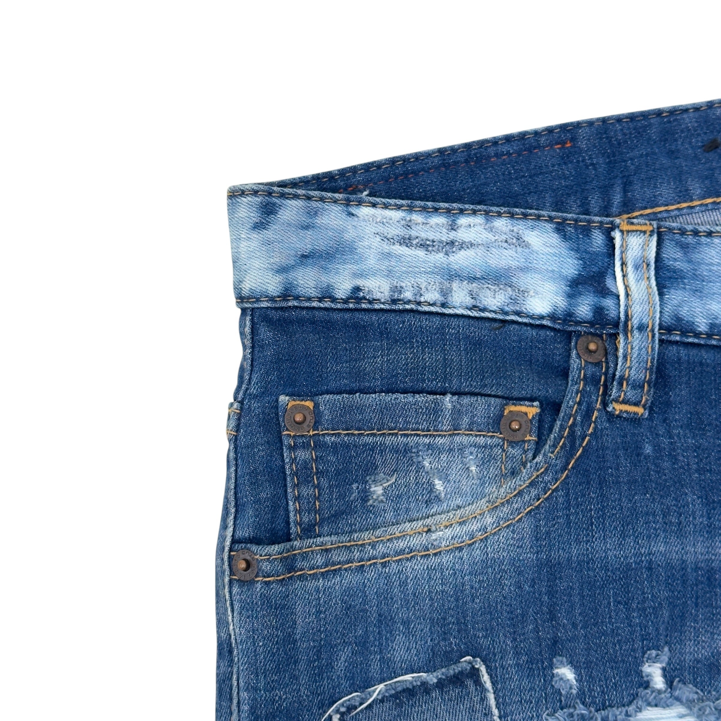 DSQUARED2 CROPPED DISTRESSED DENIM JEANS BLUE 50 / L