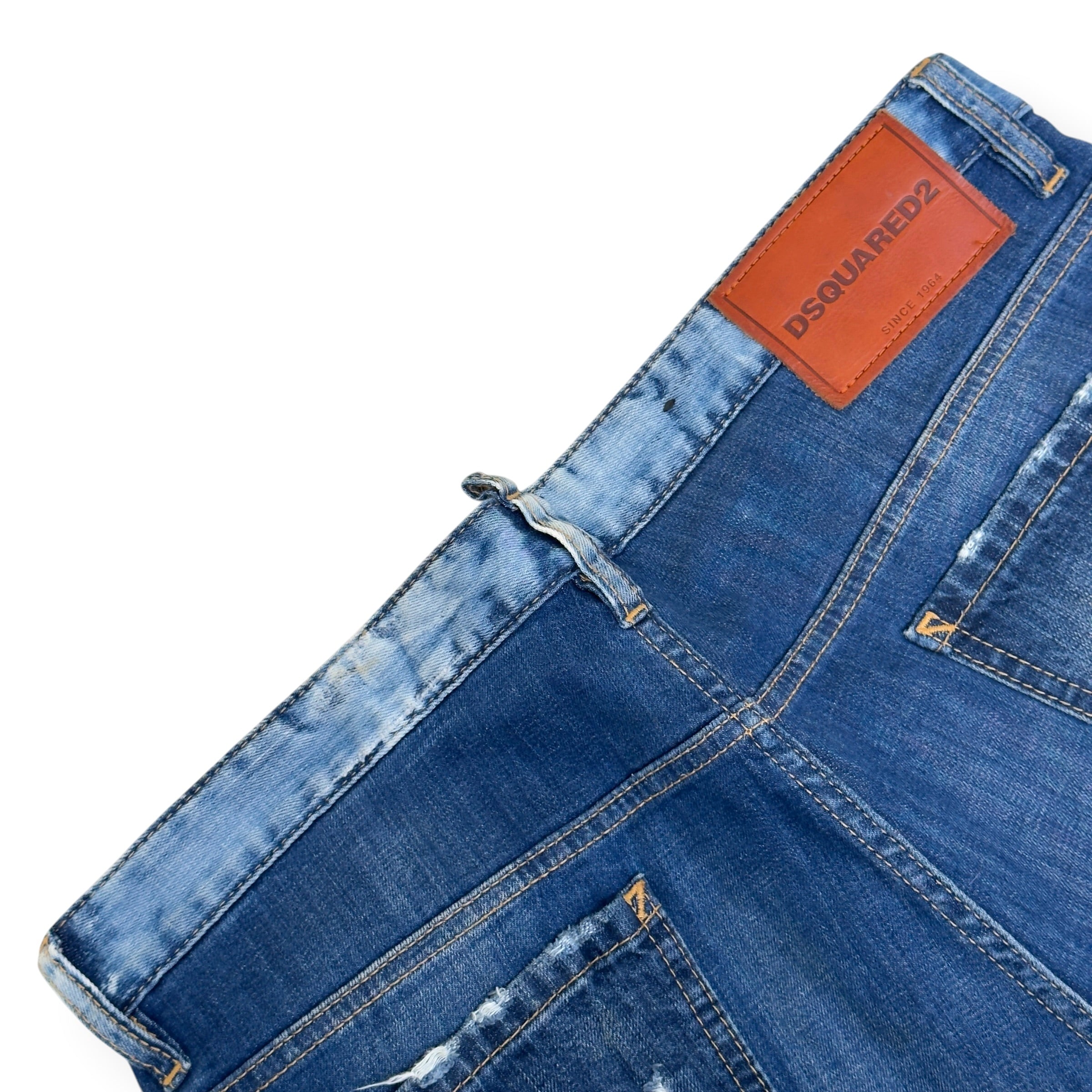 DSQUARED2 CROPPED DISTRESSED DENIM JEANS BLUE 50 / L