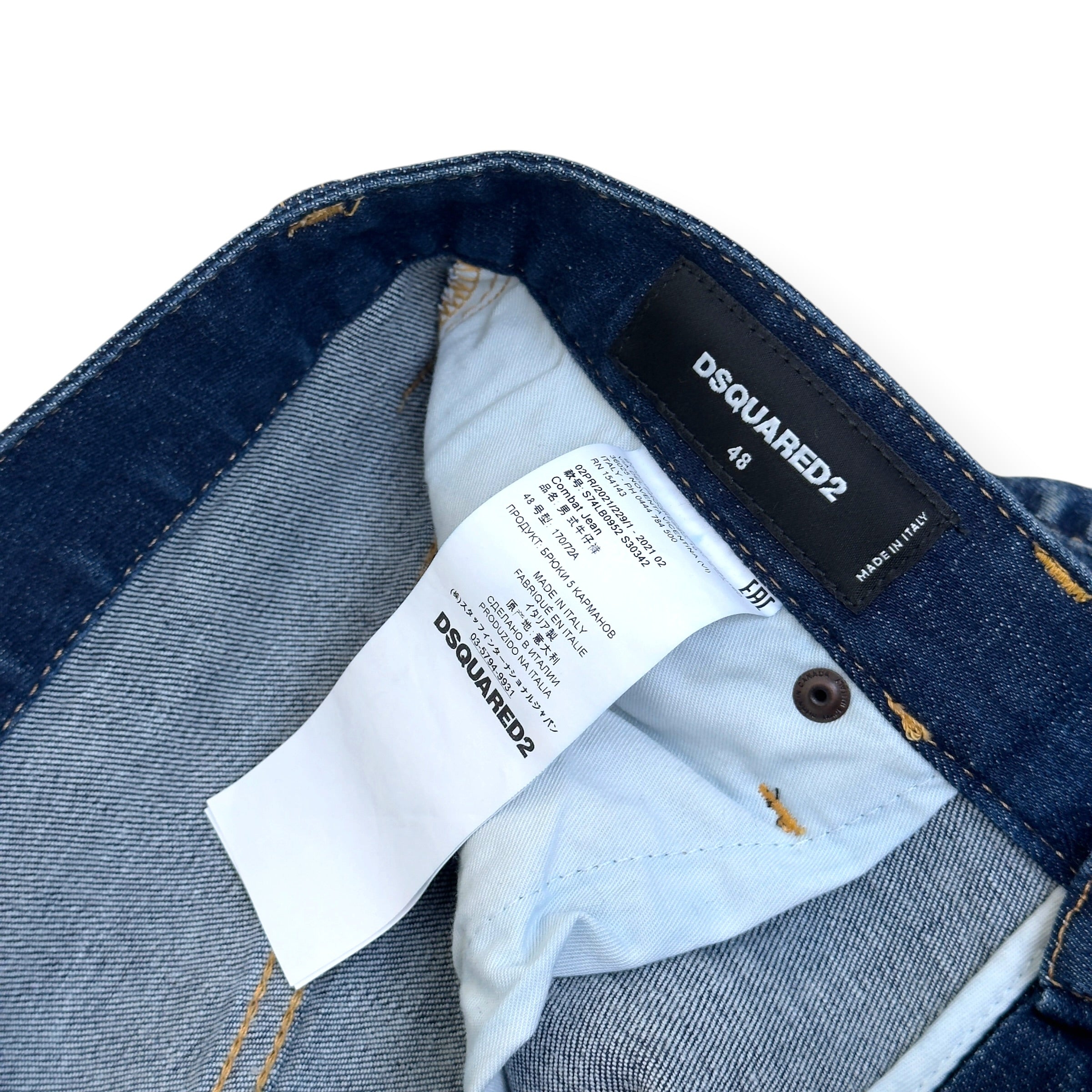 DSQUARED2 DISTRESSED COMBAT DENIM JEANS BLUE 48 / M