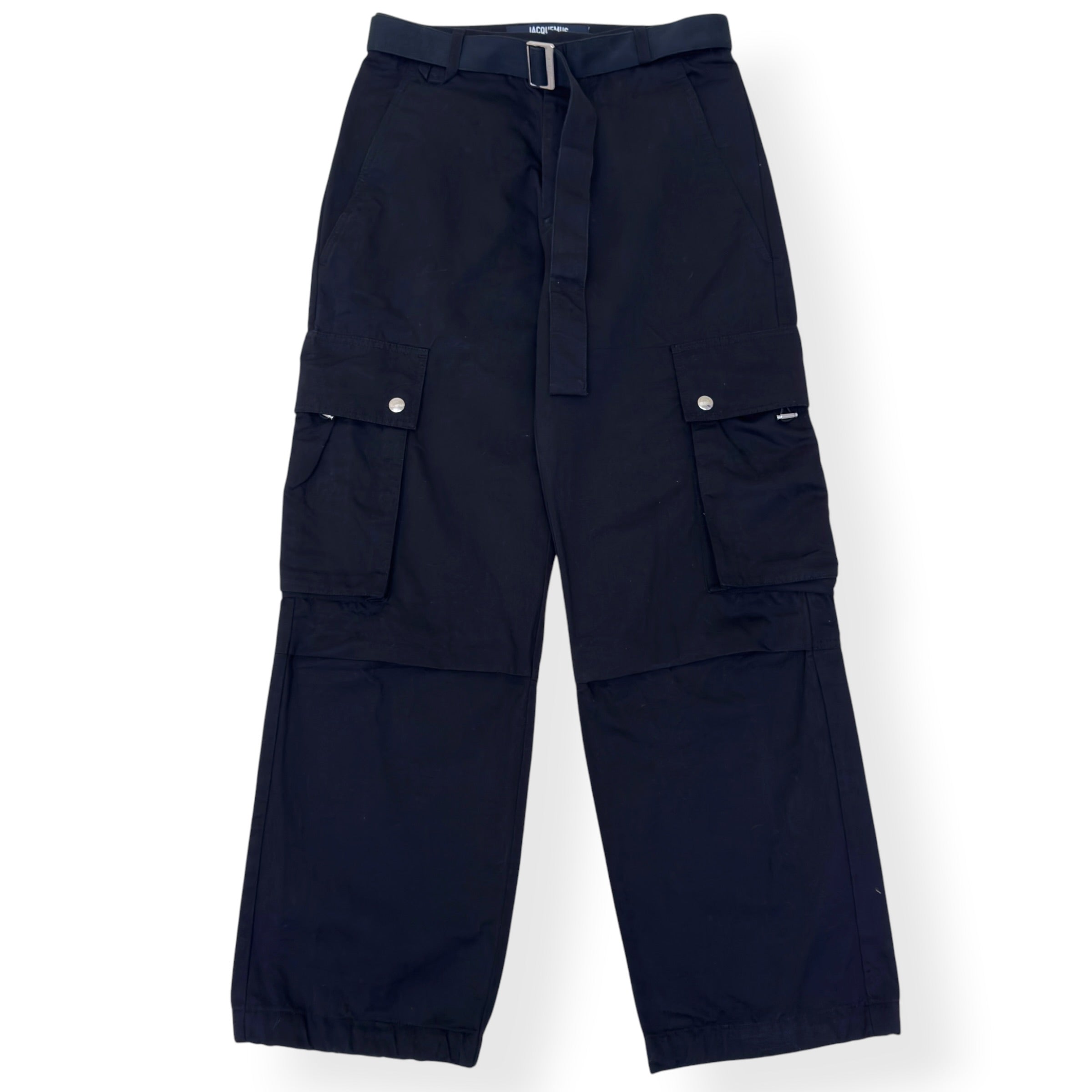 JACQUEMUS LA CASA BELTED CARGO TROUSERS BLACK 46 / S