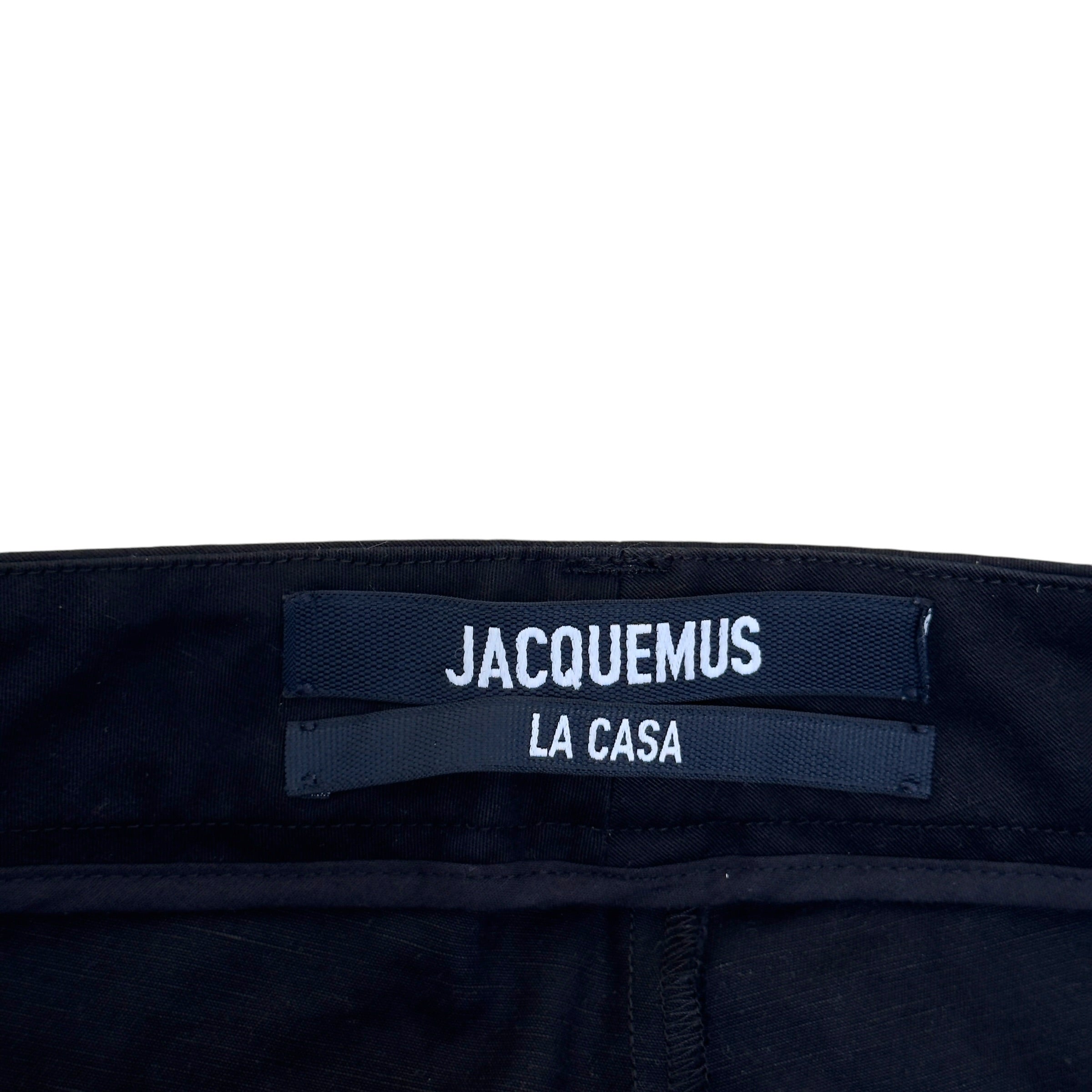 JACQUEMUS LA CASA BELTED CARGO TROUSERS BLACK 46 / S