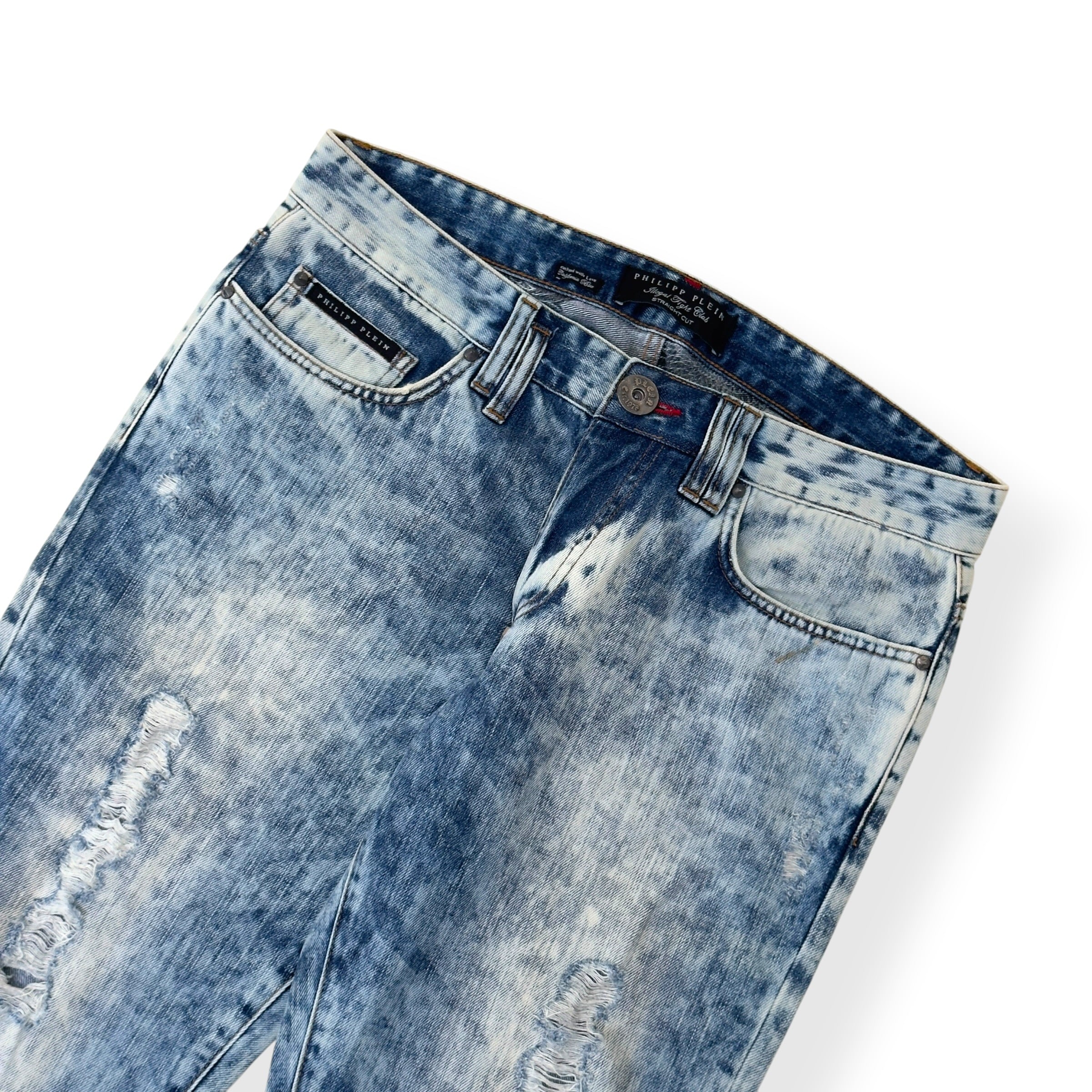 PHILIPP PLEIN ILLEGAL FIGHT CLUB STRAIGHT CUT DENIM JEANS CALIFORNIA BLUE L