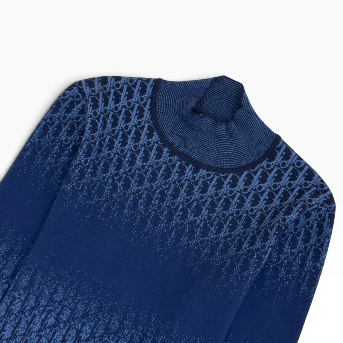 DIOR OBLIQUE CASHMERE MOCK NECK JUMPER BLUE S