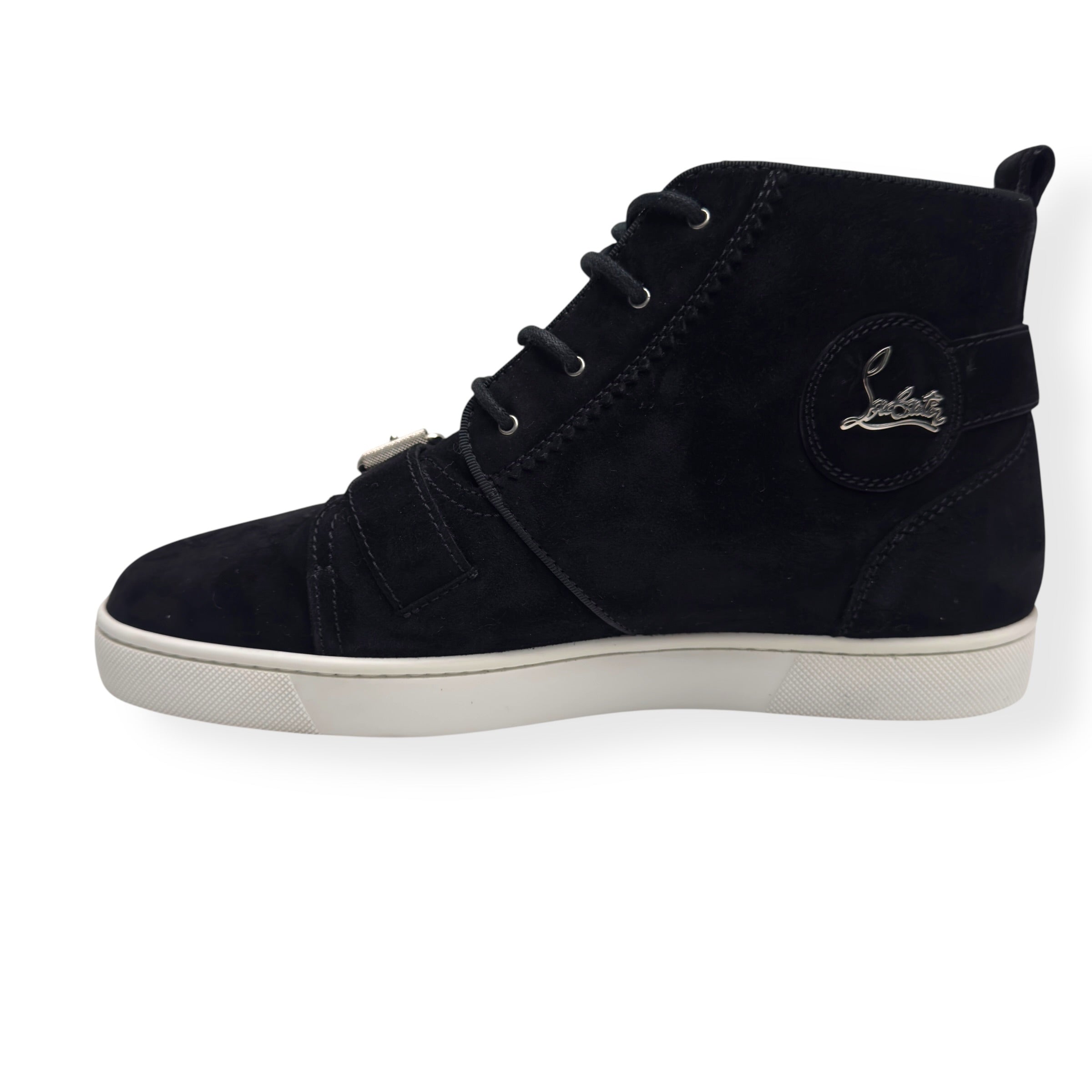 CHRISTIAN LOUBOUTIN NONO STRAP FLAT SUEDE SNEAKER BLACK 40.5 / UK6.5