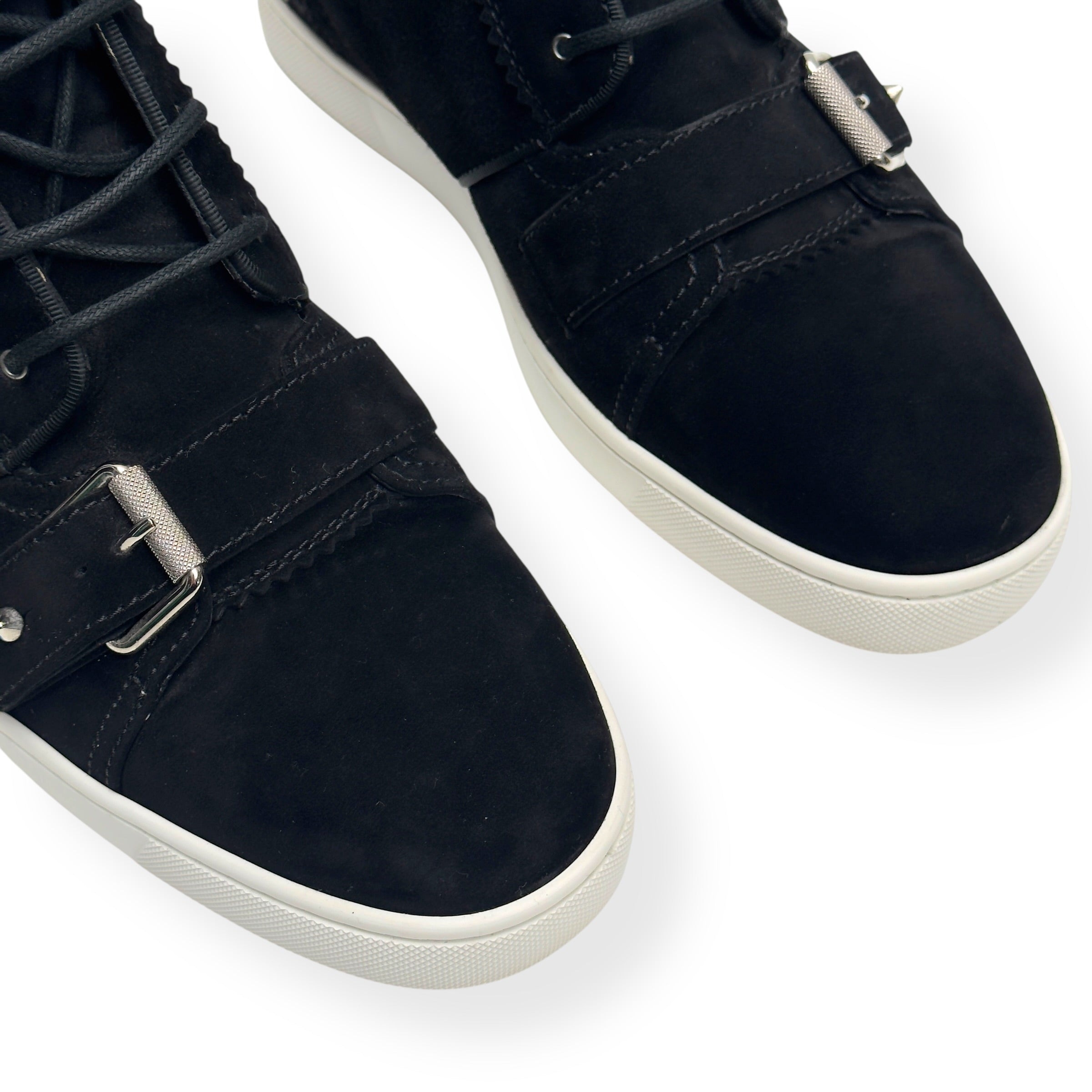 CHRISTIAN LOUBOUTIN NONO STRAP FLAT SUEDE SNEAKER BLACK 40.5 / UK6.5