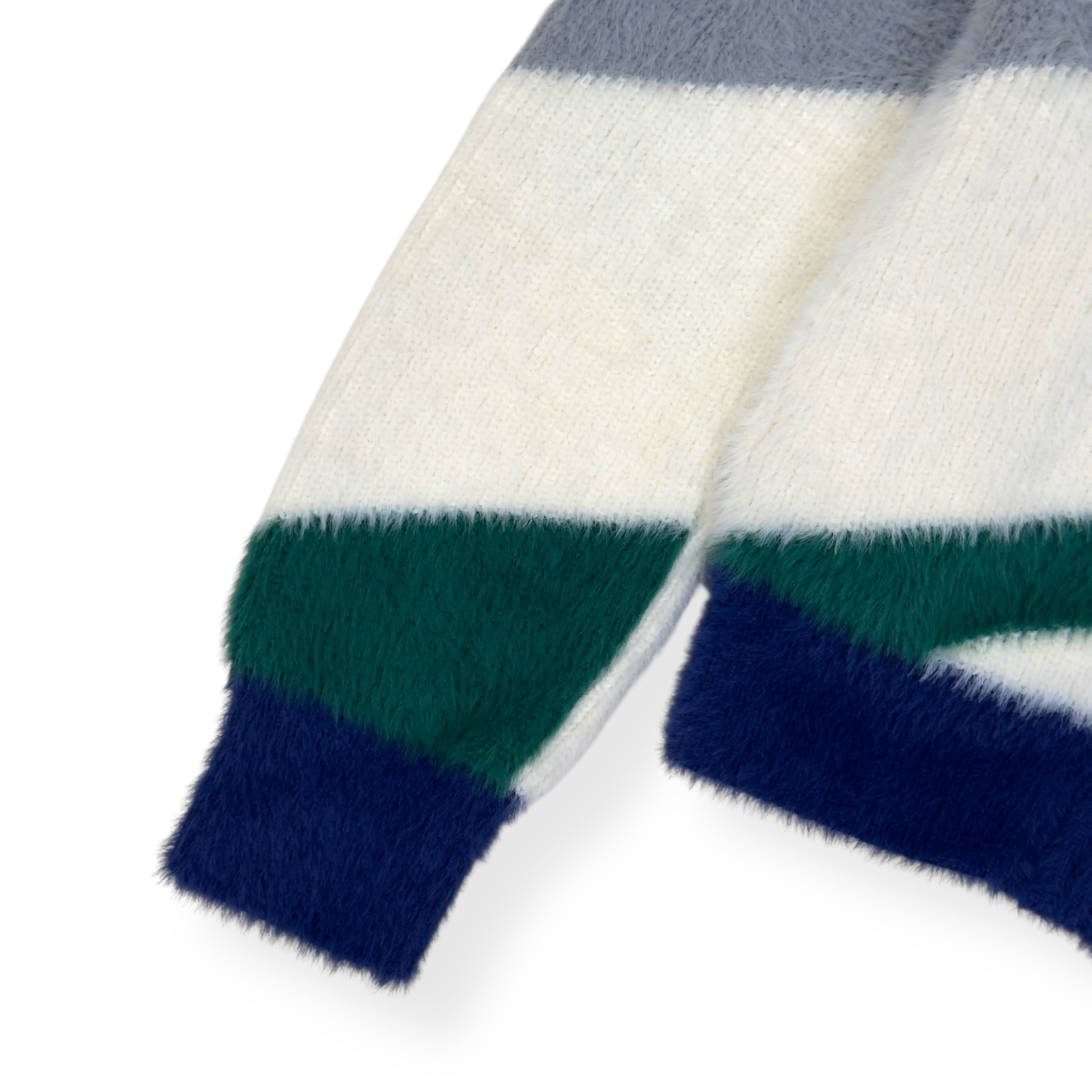 CASABLANCA FURRY STRIPED ZIP-UP JUMPER WHITE M